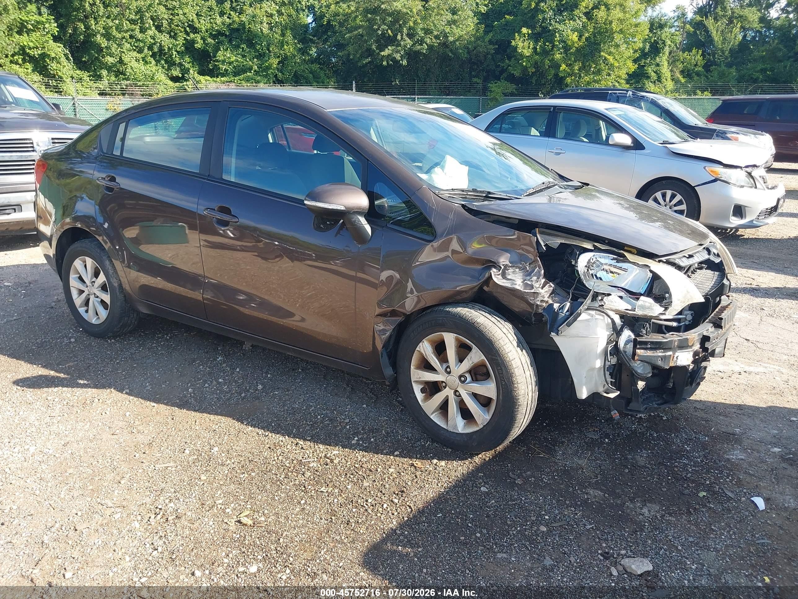 2013 Kia Rio Ex Коричневый vin: KNADN4A35D6241295