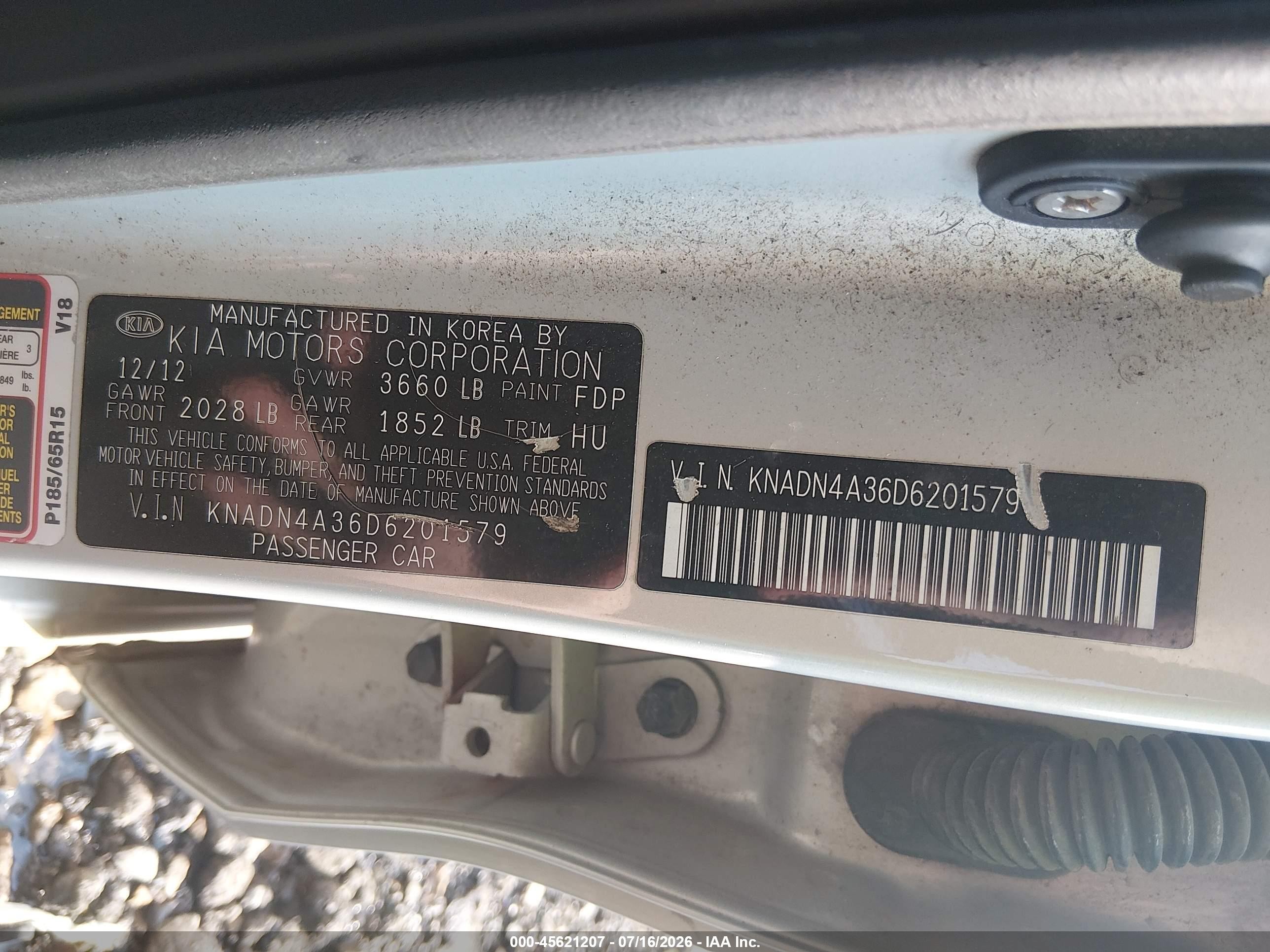 2013 Kia Rio Ex Silver vin: KNADN4A36D6201579
