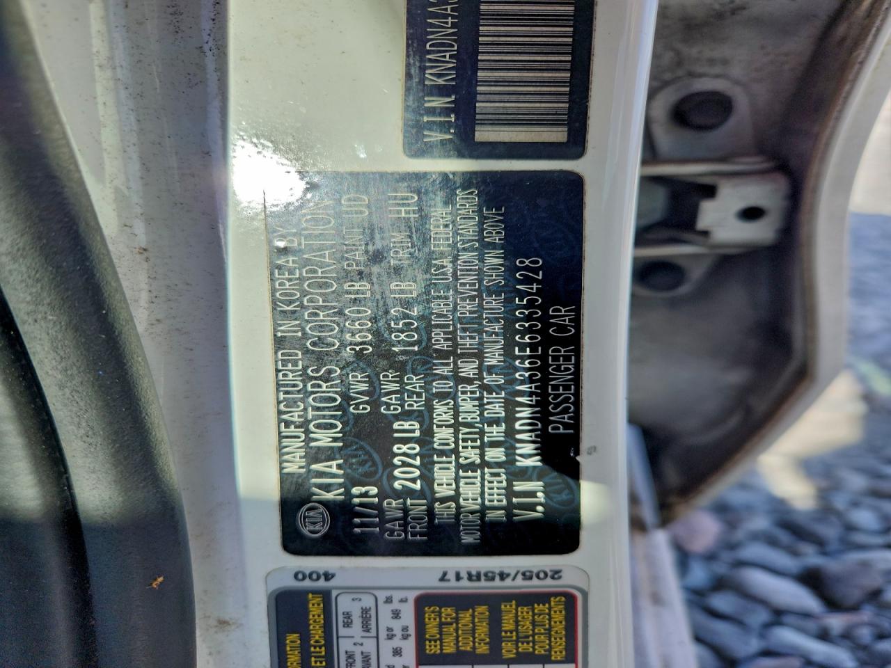 2014 Kia Rio Ex White vin: KNADN4A36E6335428