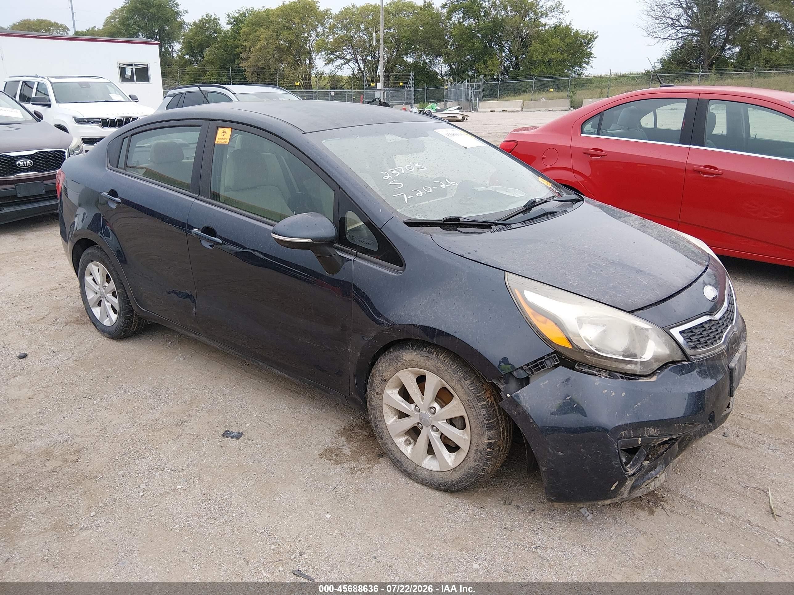 2013 Kia Rio Ex Dark Blue vin: KNADN4A37D6165823