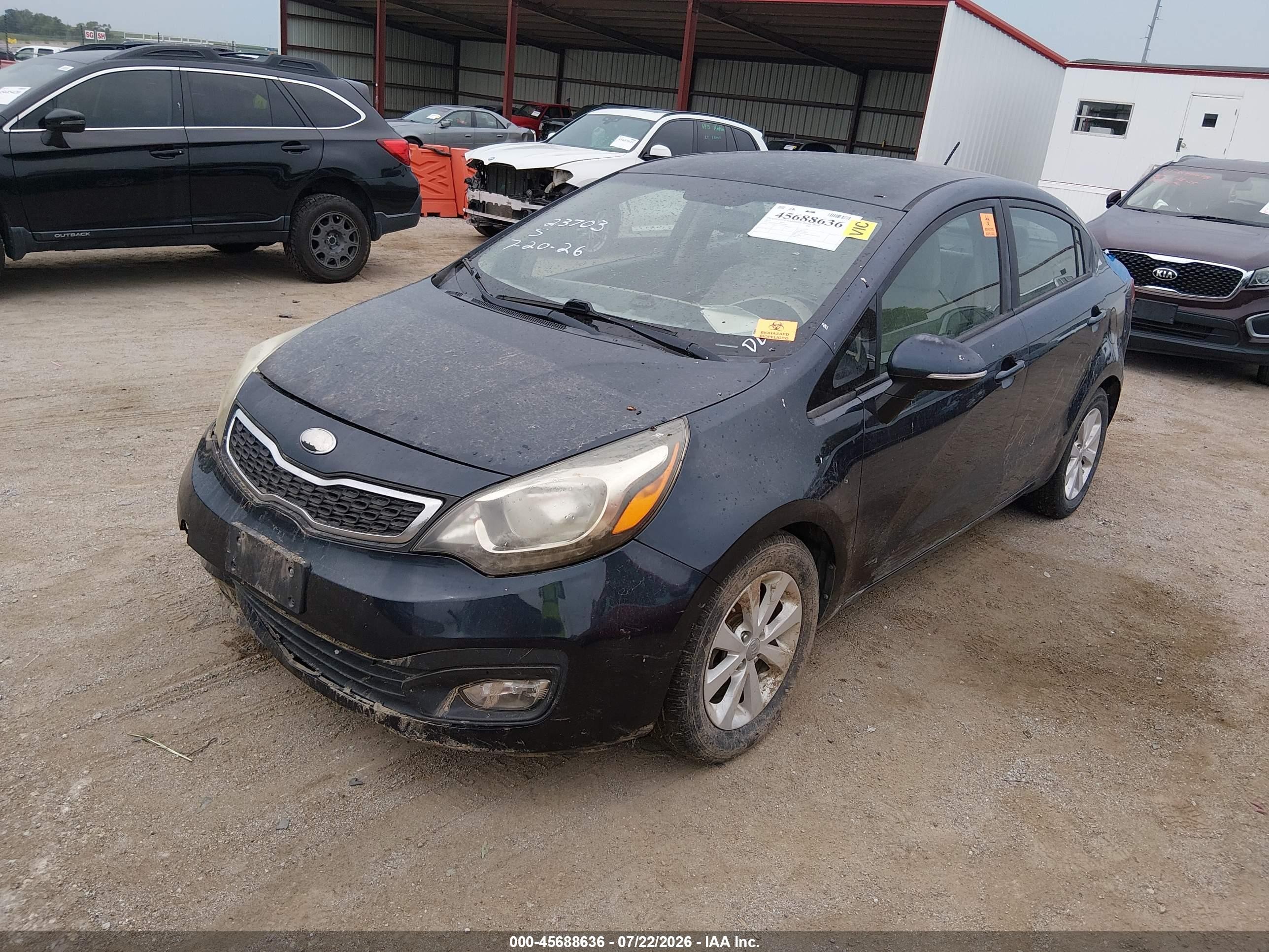 2013 Kia Rio Ex Dark Blue vin: KNADN4A37D6165823