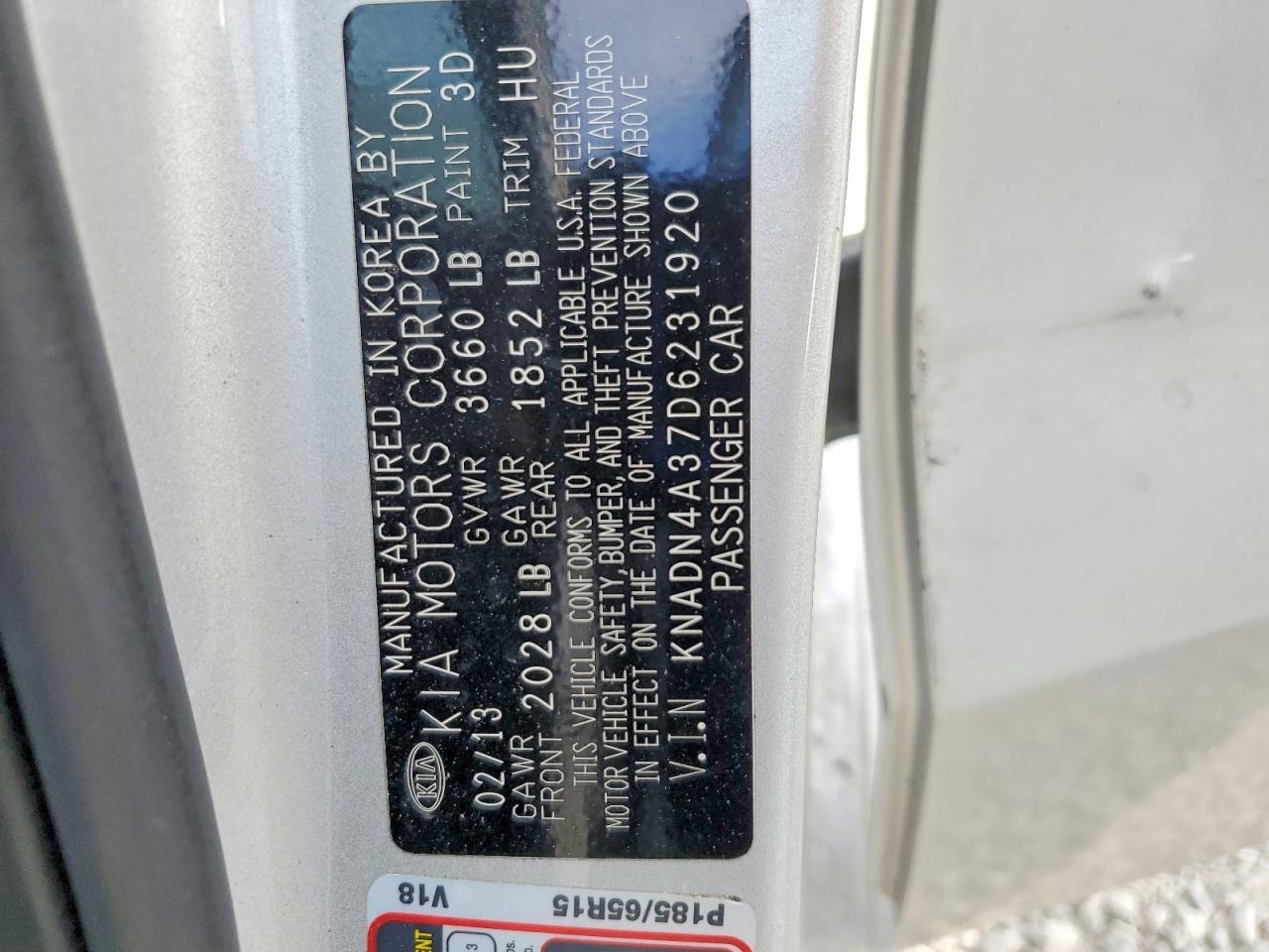 2013 Kia Rio Ex Серебряный vin: KNADN4A37D6231920