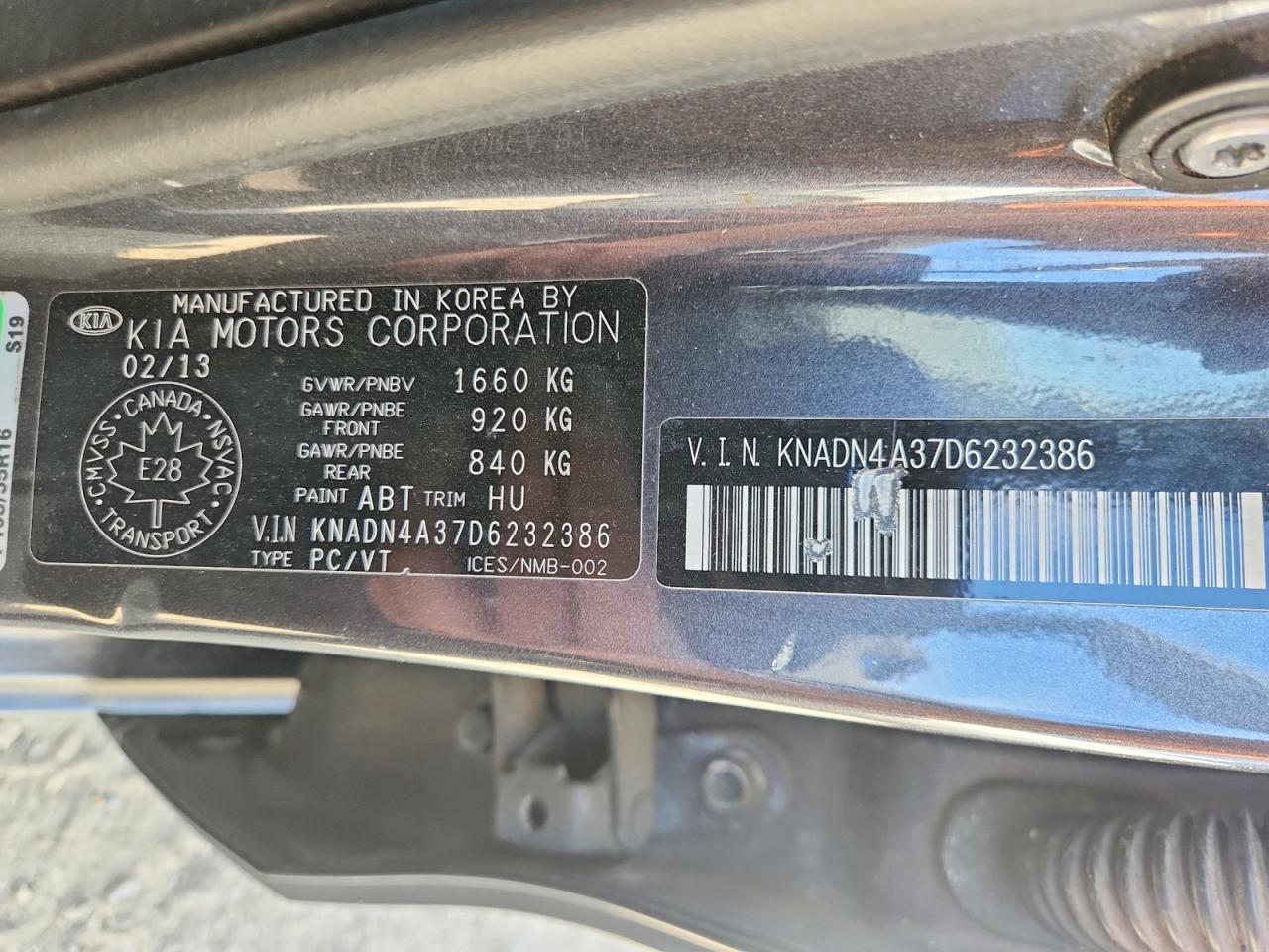 2013 Kia Rio Ex Gray vin: KNADN4A37D6232386