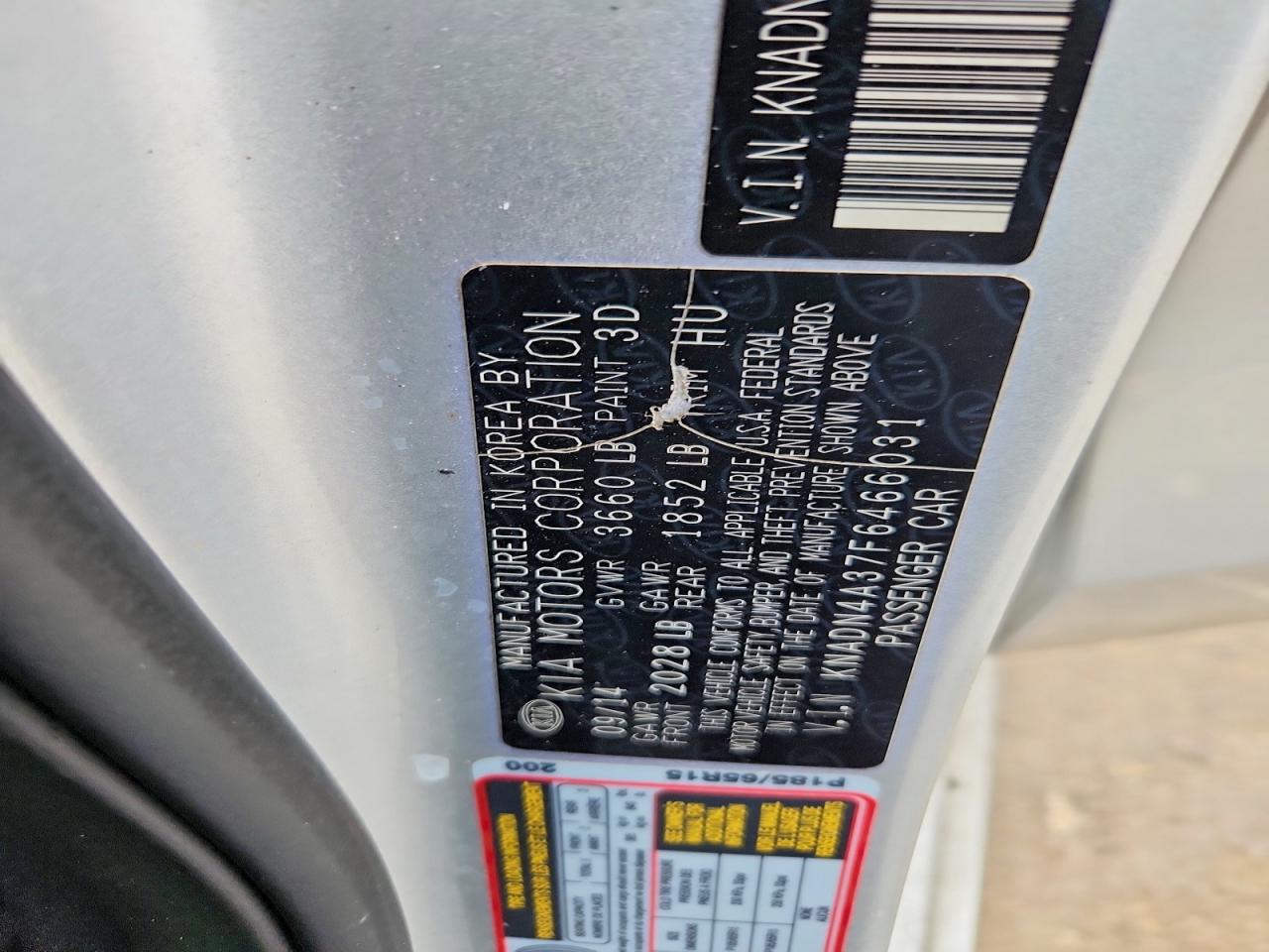 2015 Kia Rio Ex Silver vin: KNADN4A37F6466031