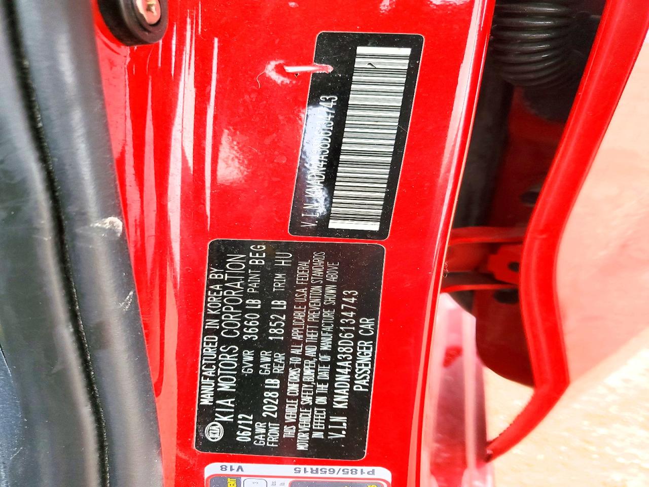 2013 Kia Rio Ex Красный vin: KNADN4A38D6134743