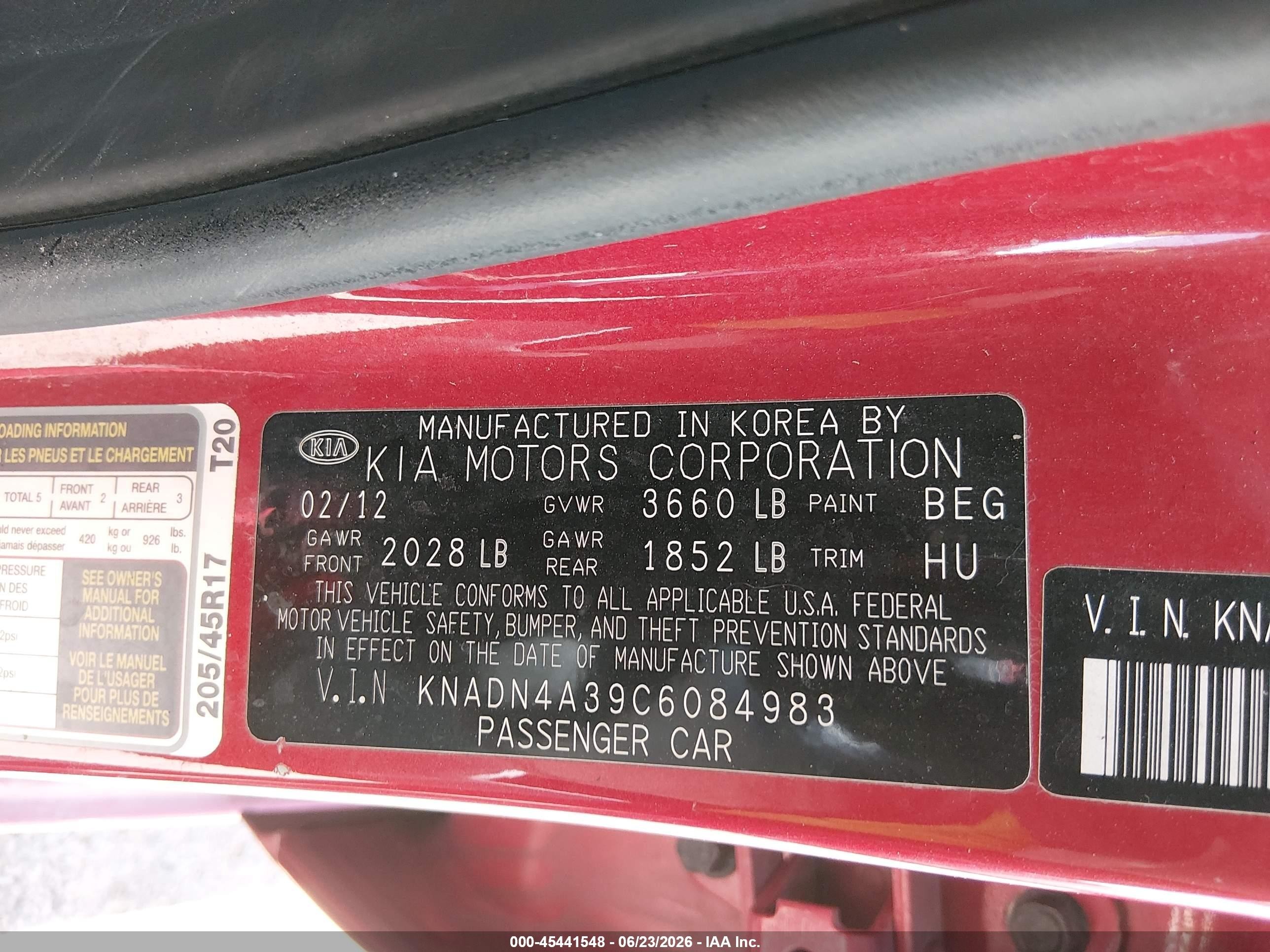 2012 Kia Rio Sx Красный vin: KNADN4A39C6084983