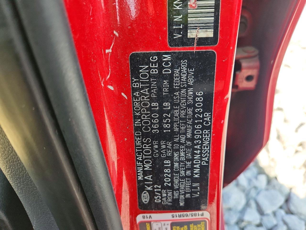 2013 Kia Rio Ex Red vin: KNADN4A39D6123086