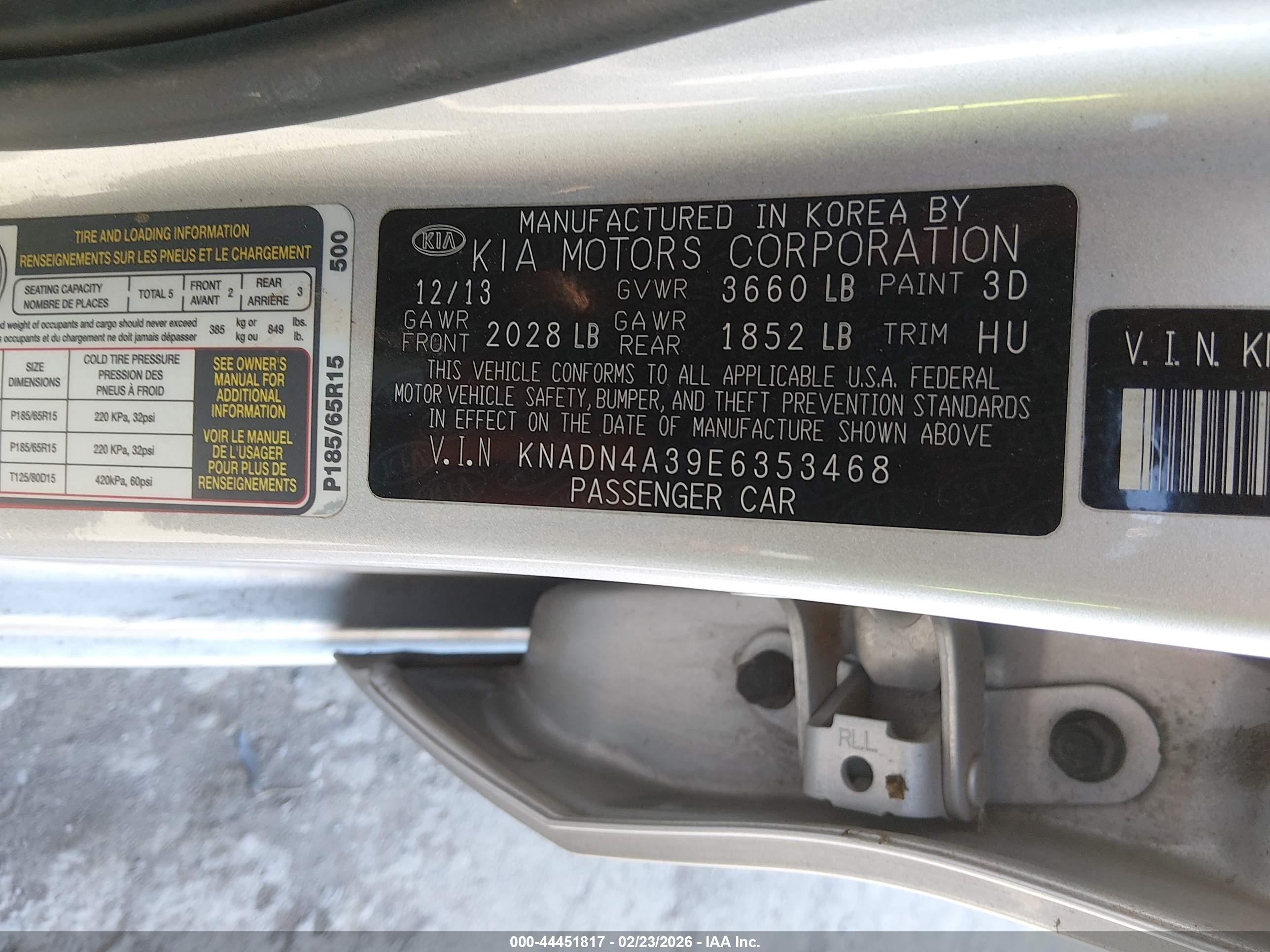 2014 Kia Rio Ex Серебряный vin: KNADN4A39E6353468