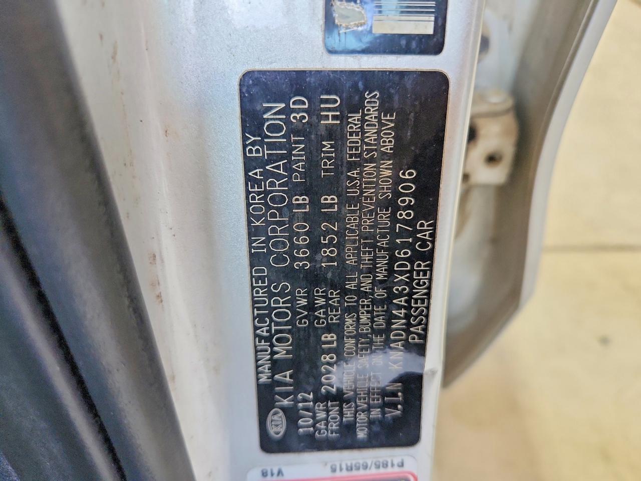 2013 Kia Rio Ex Silver vin: KNADN4A3XD6178906