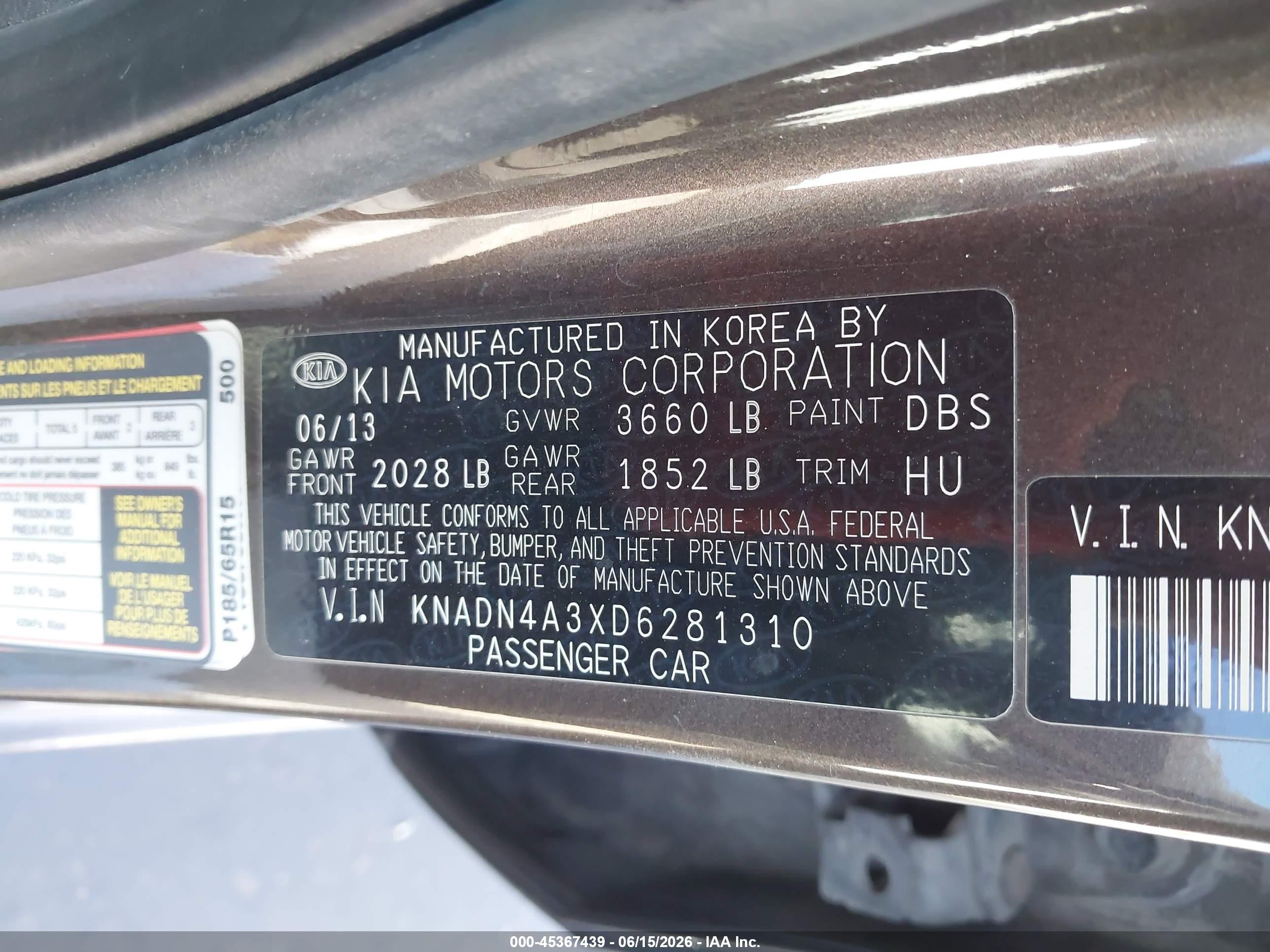 2013 Kia Rio Ex Brown vin: KNADN4A3XD6281310