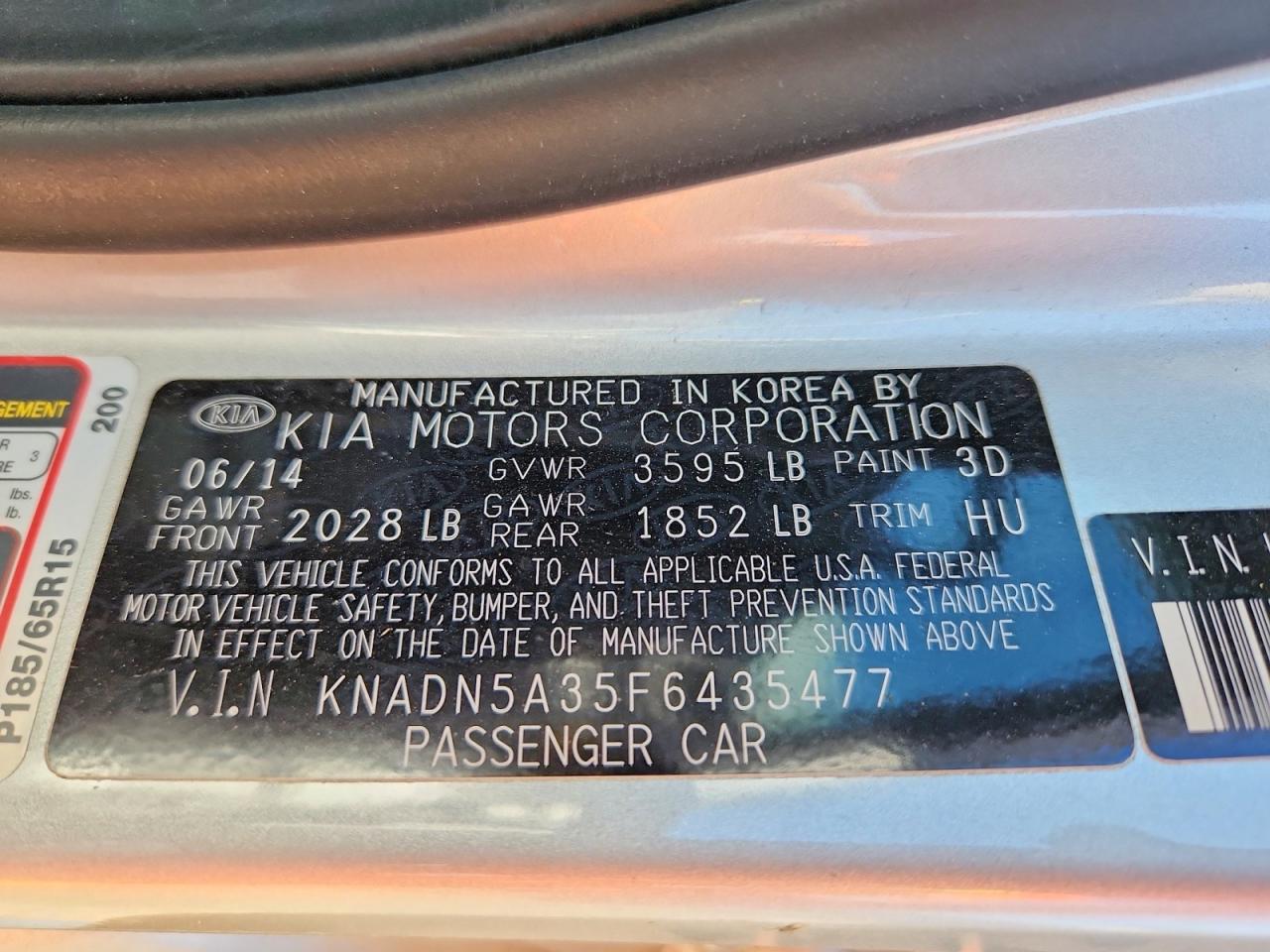 2015 Kia Rio 5-door Ex Silver vin: KNADN5A35F6435477
