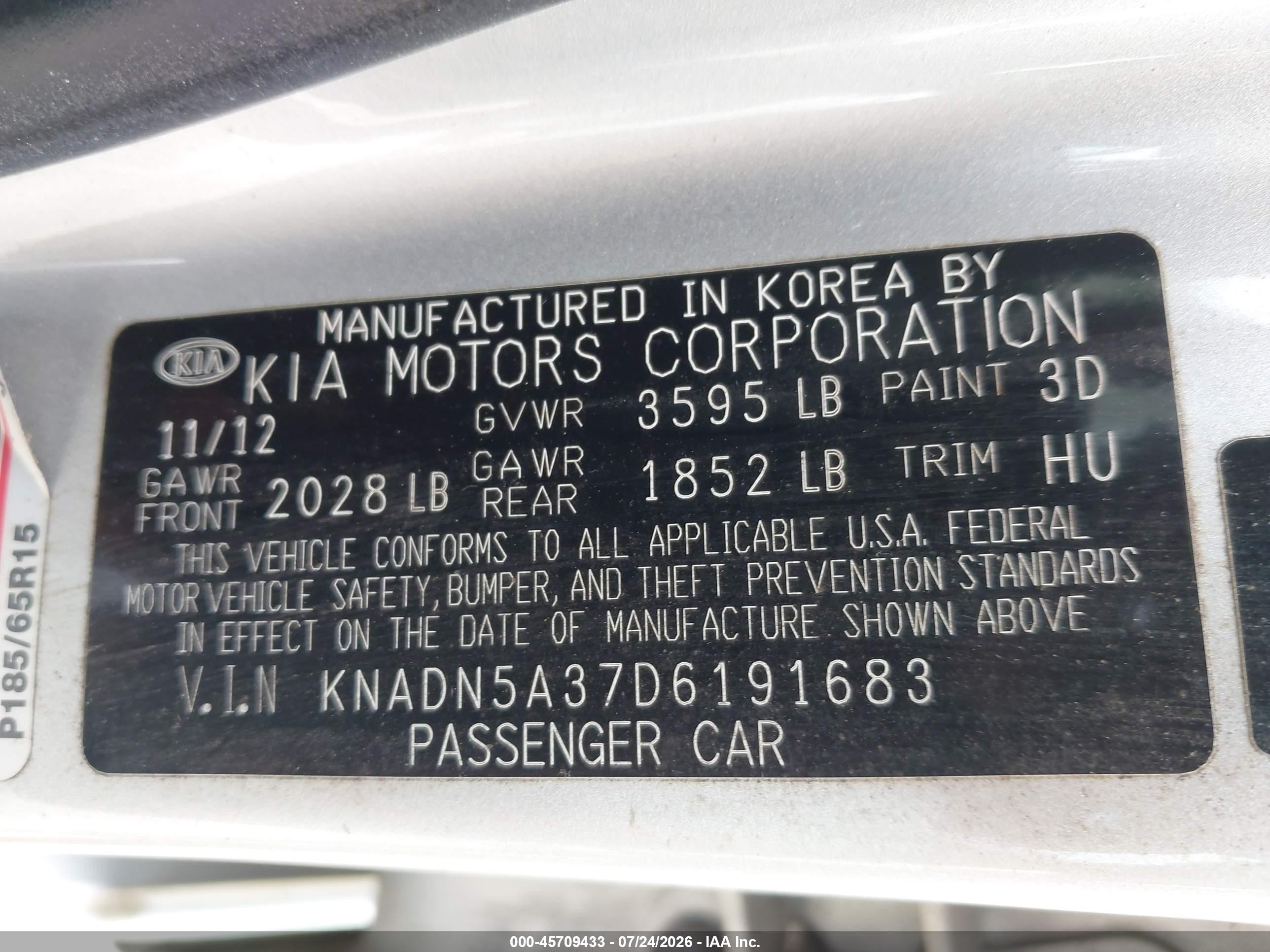2013 Kia Rio Ex Silver vin: KNADN5A37D6191683