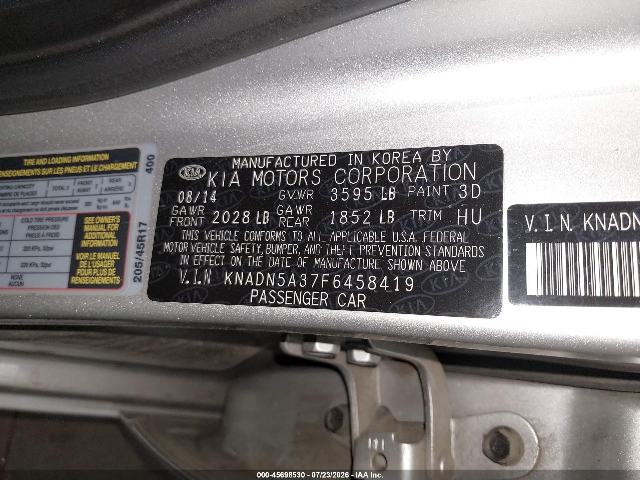 2015 Kia Rio Sx Silver vin: KNADN5A37F6458419