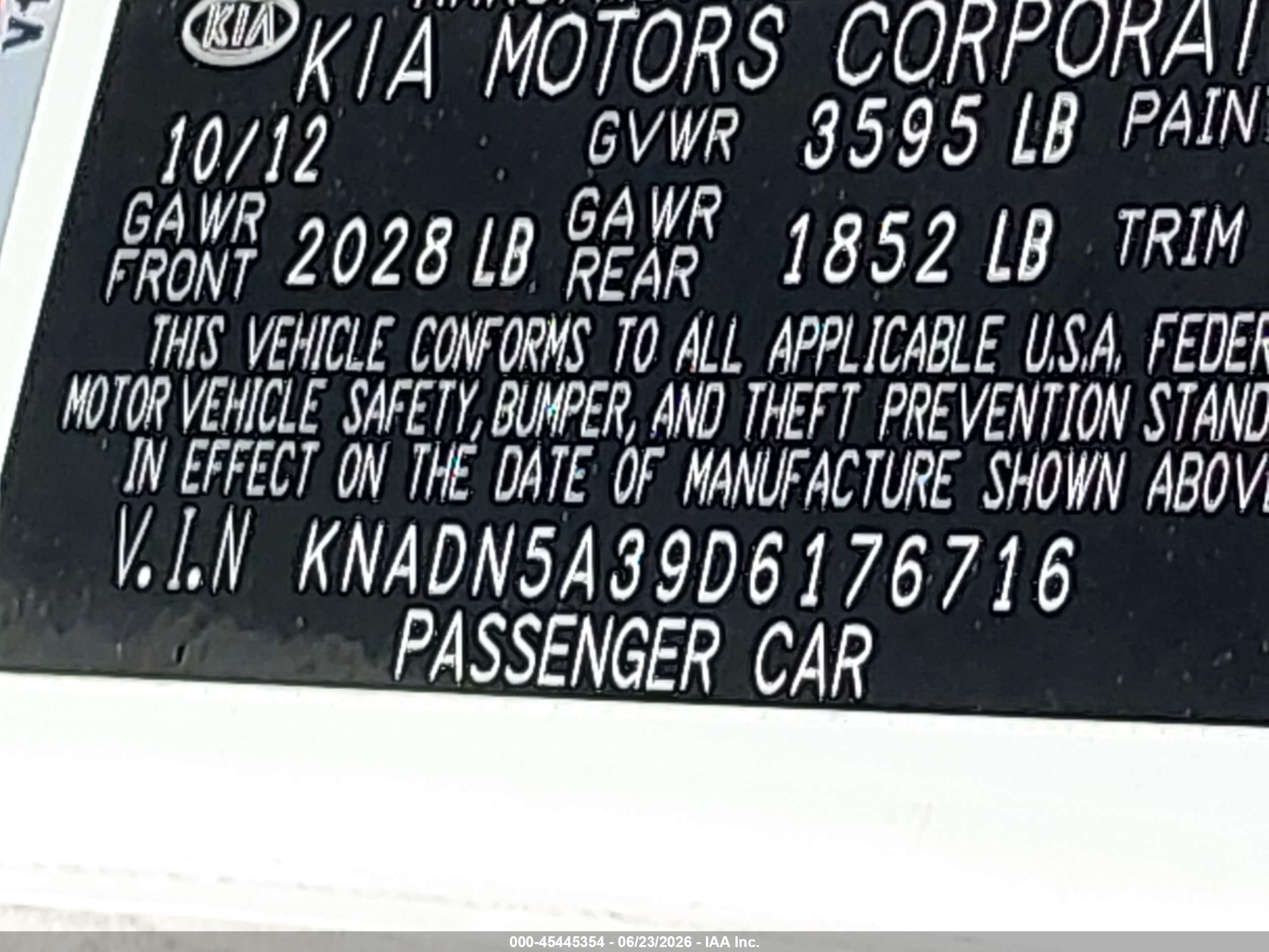2013 Kia Rio Ex White vin: KNADN5A39D6176716