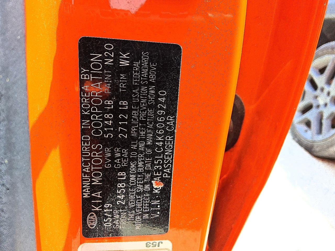 2019 Kia Stinger Gt Orange vin: KNAE35LC4K6069240