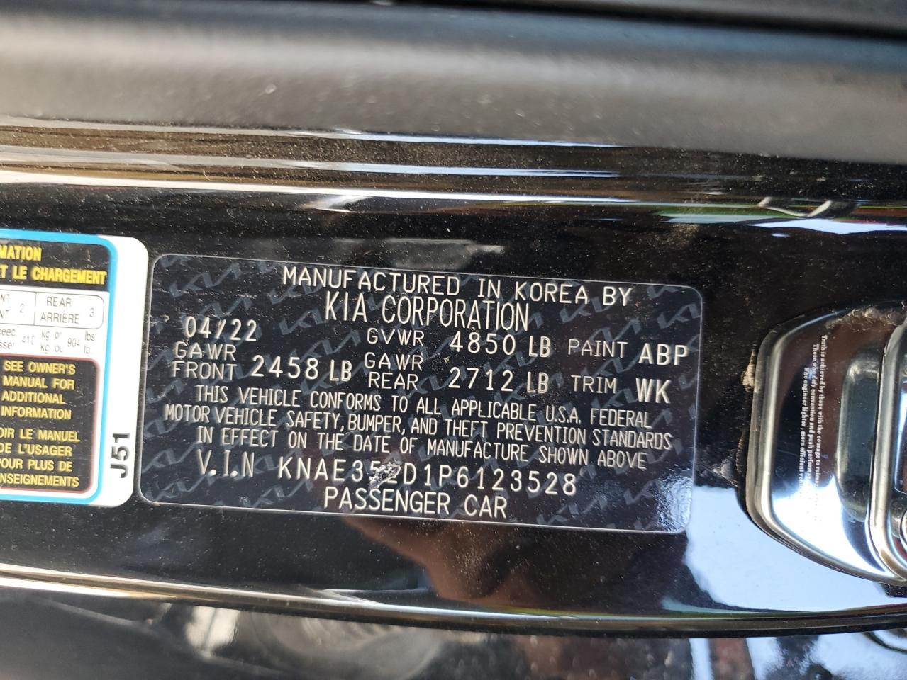 2023 Kia Stinger Gt Line Black vin: KNAE35LD1P6123528