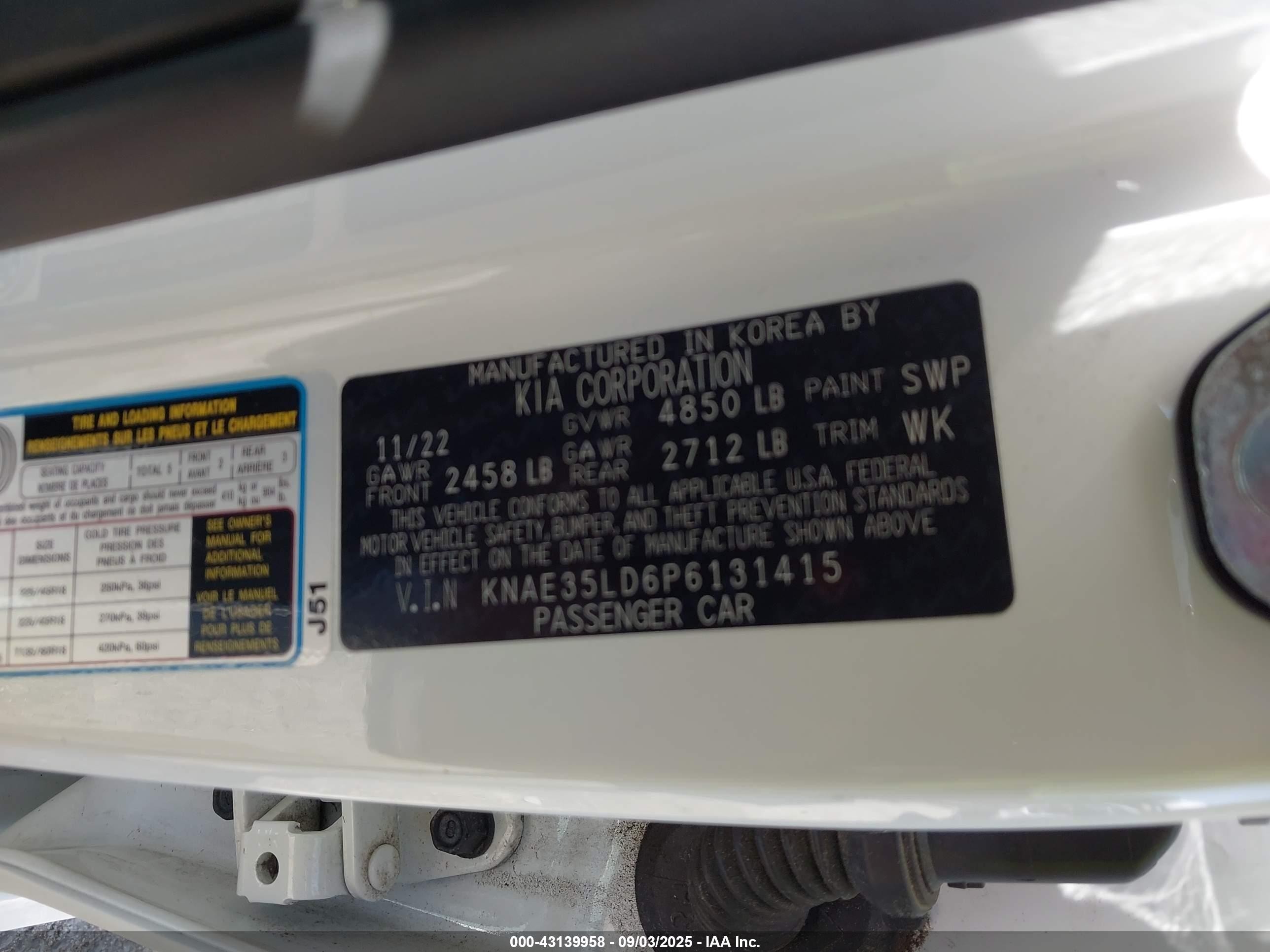 2023 Kia Stinger Gt-line White vin: KNAE35LD6P6131415