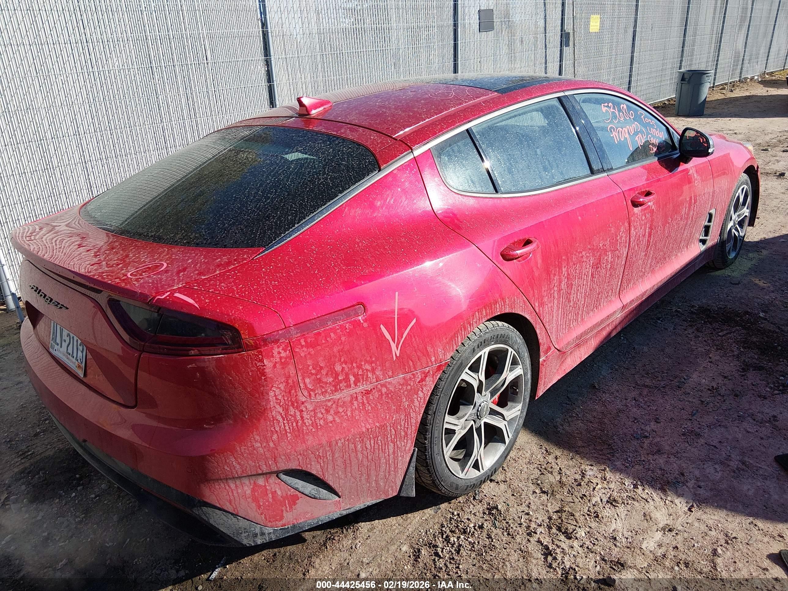 2019 Kia Stinger Gt2 Burgundy vin: KNAE55LCXK6054364