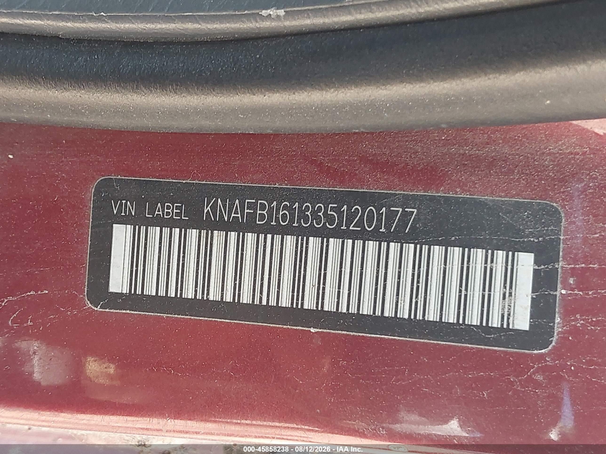 2003 Kia Spectra Gs/gsx Red vin: KNAFB161335120177