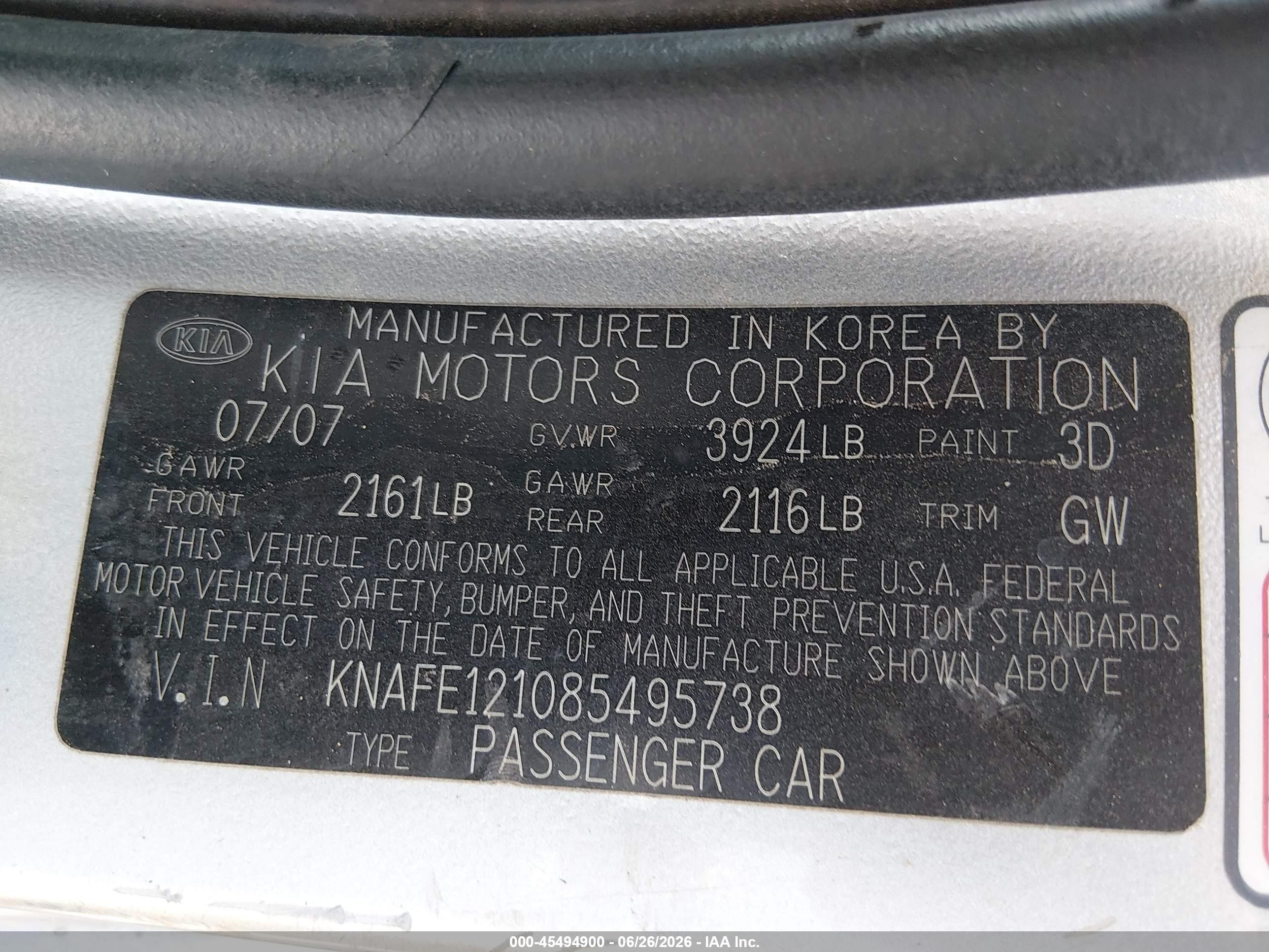 2008 Kia Spectra Ex Silver vin: KNAFE121085495738