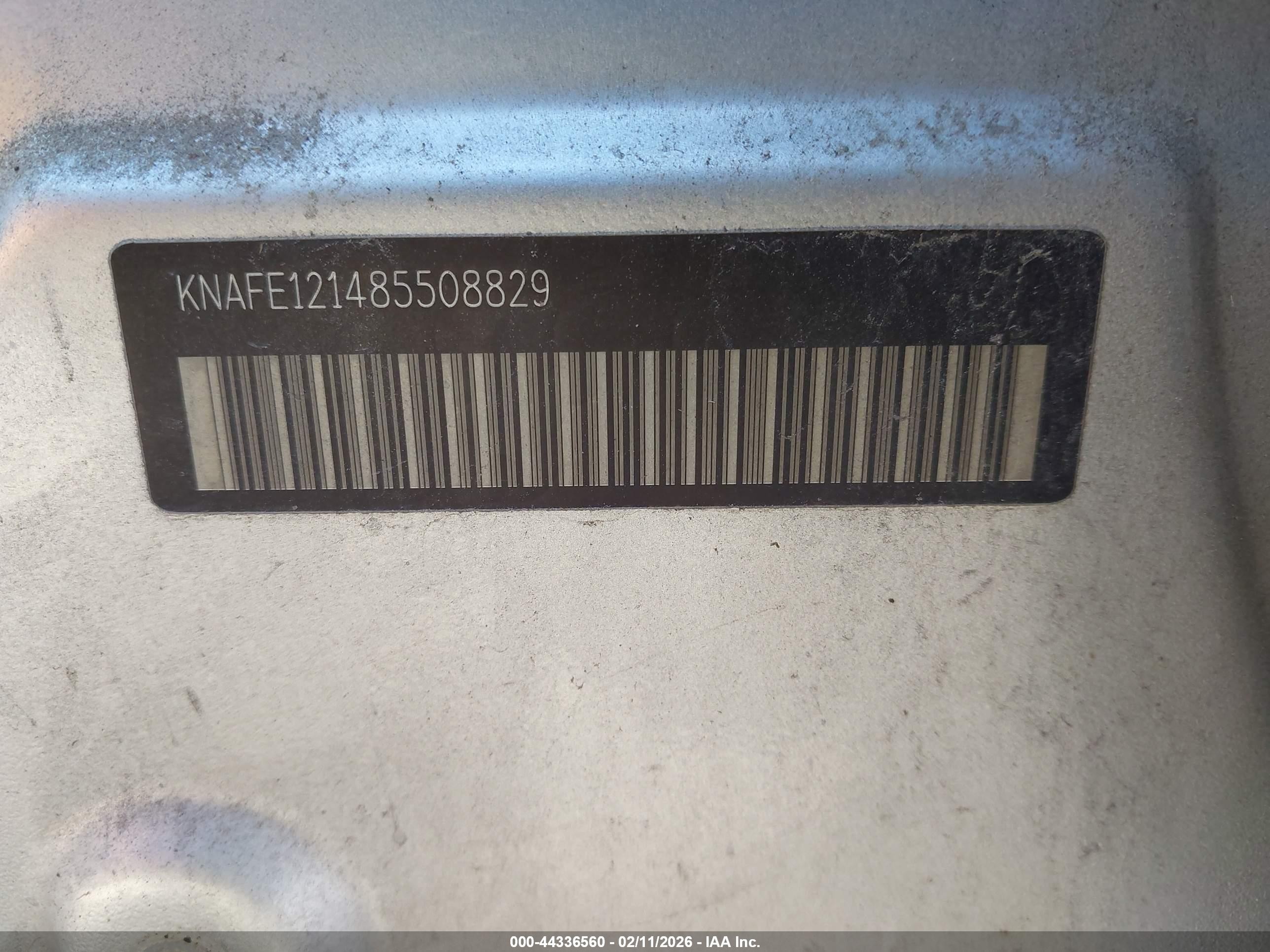 2008 Kia Spectra Ex Gray vin: KNAFE121485508829