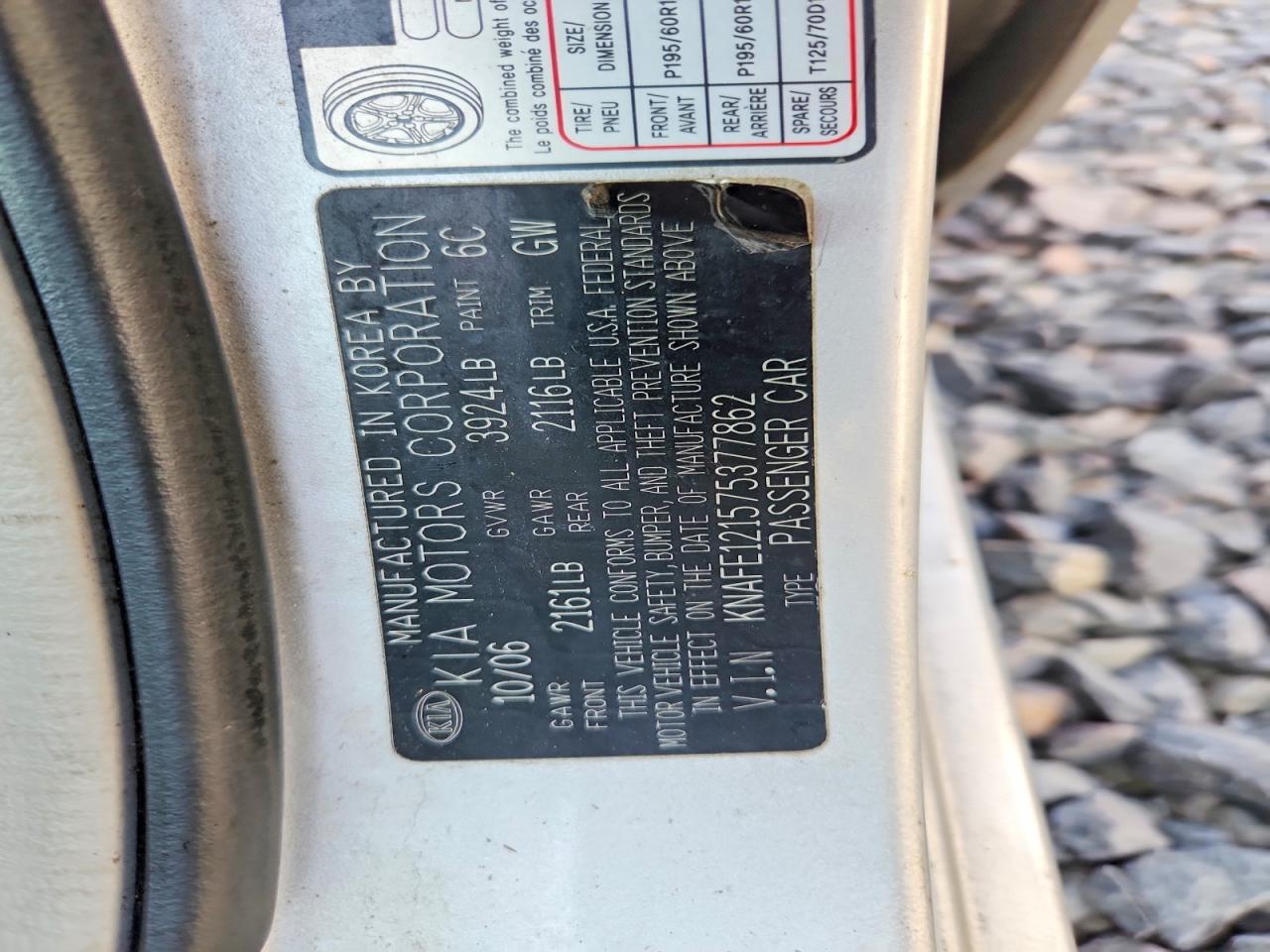 2007 Kia Spectra Lx Silver vin: KNAFE121575377862