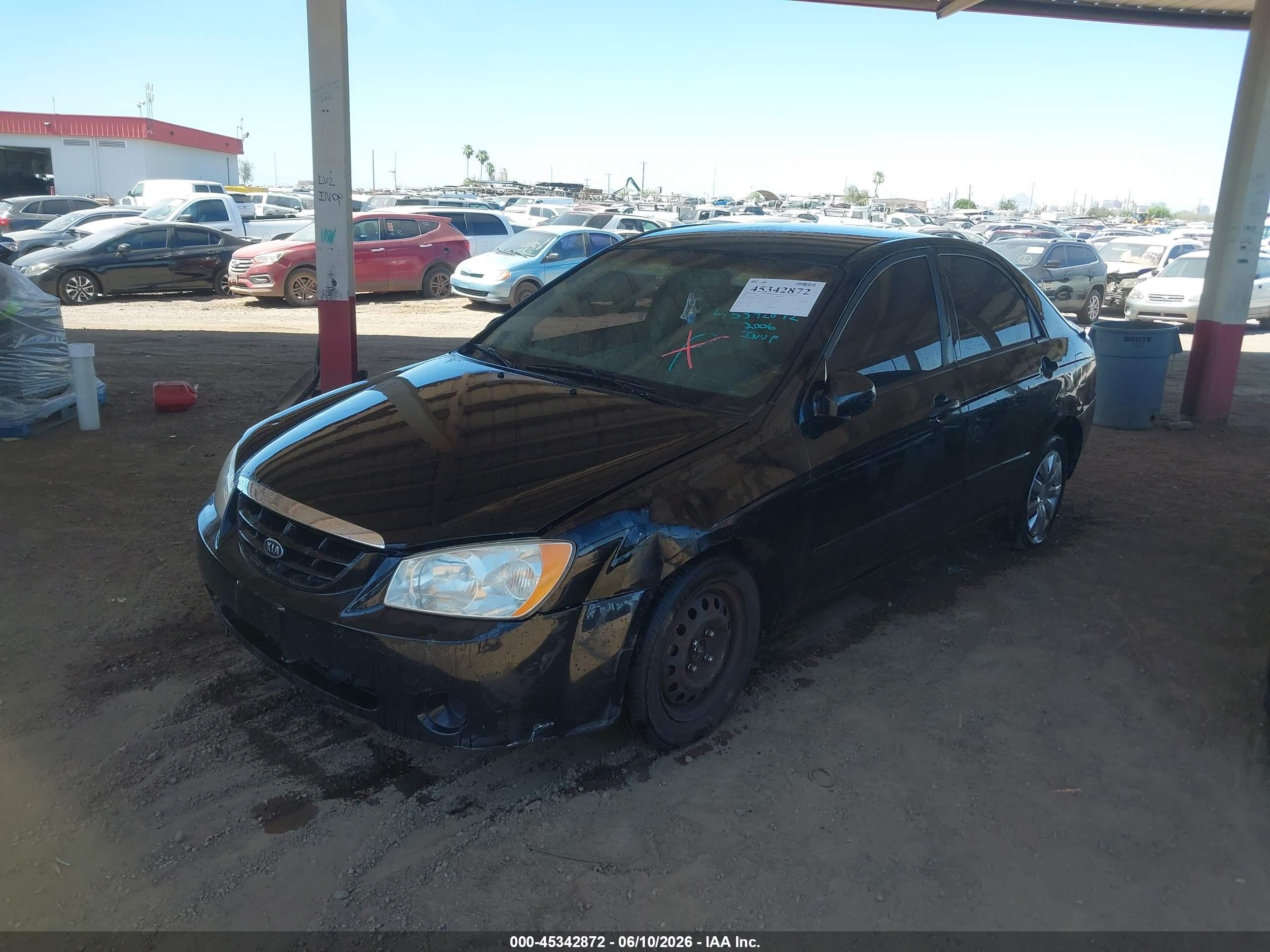 2006 Kia Spectra Ex/lx/sx Black vin: KNAFE121665321900