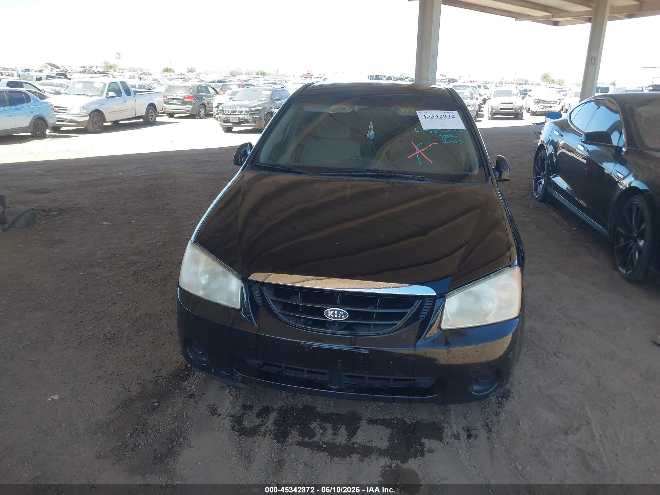 2006 Kia Spectra Ex/lx/sx Black vin: KNAFE121665321900