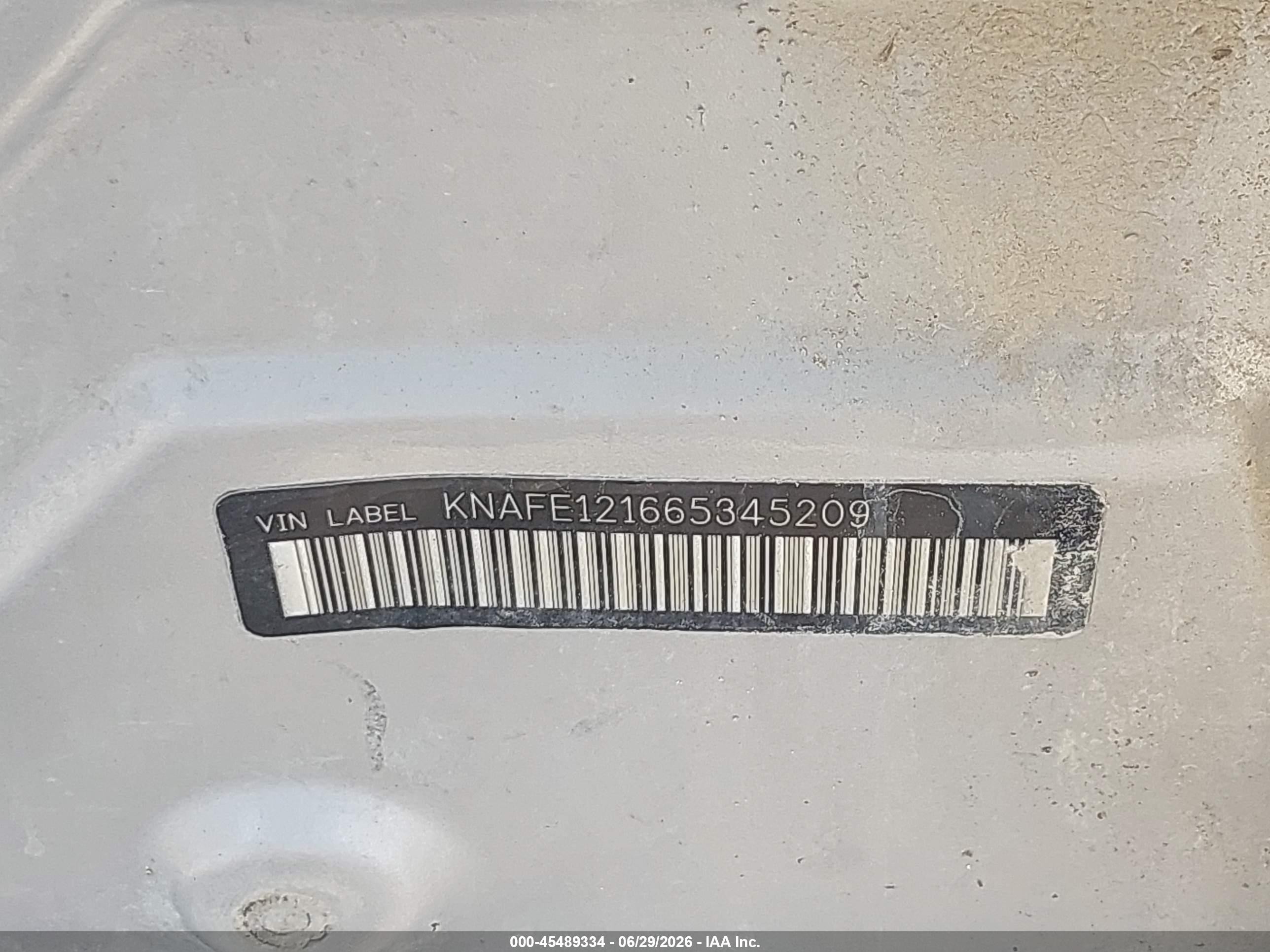 2006 Kia Spectra Ex/lx/sx Silver vin: KNAFE121665345209