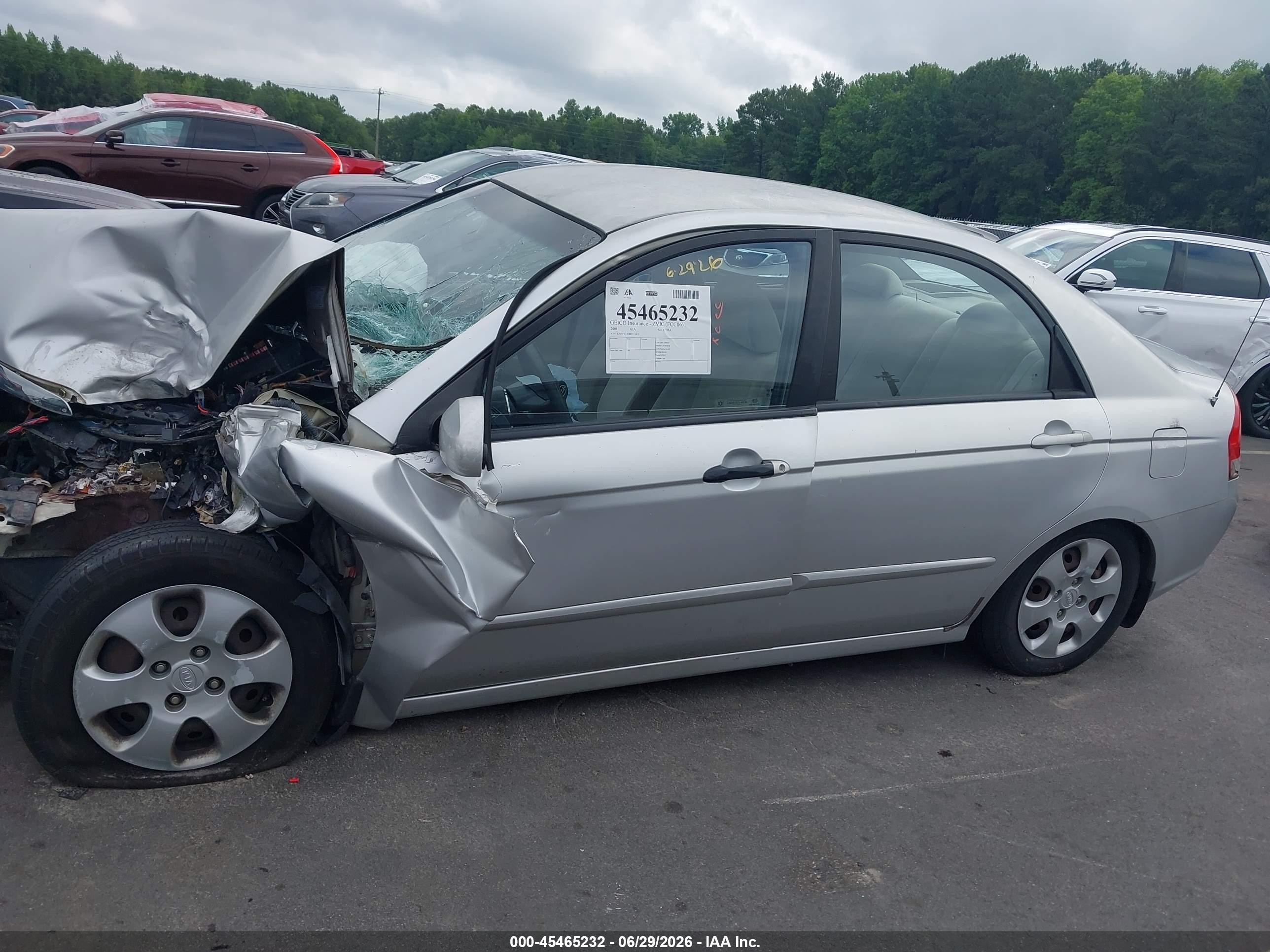 2008 Kia Spectra Ex Silver vin: KNAFE121885511412