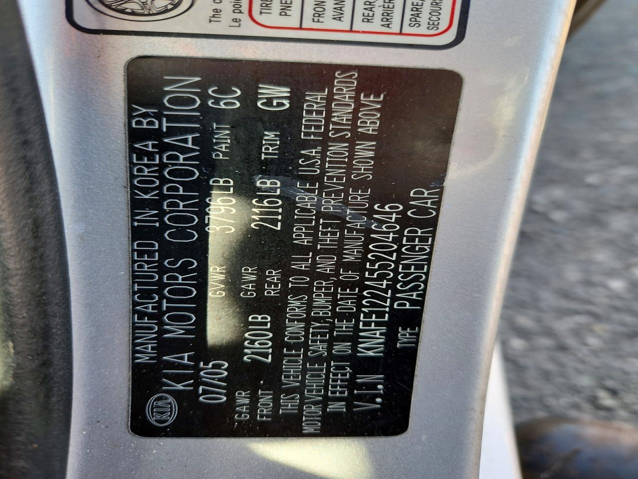 2005 Kia Spectra Lx Silver vin: KNAFE122455204646