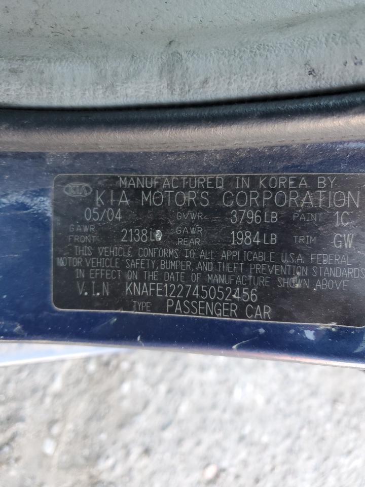 2004 Kia Spectra Lx Blue vin: KNAFE122745052456