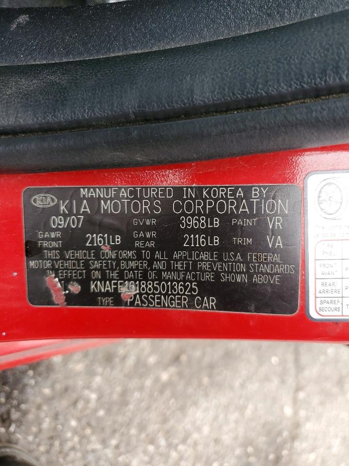 2008 Kia Spectra5 5 Sx Red vin: KNAFE161885013625