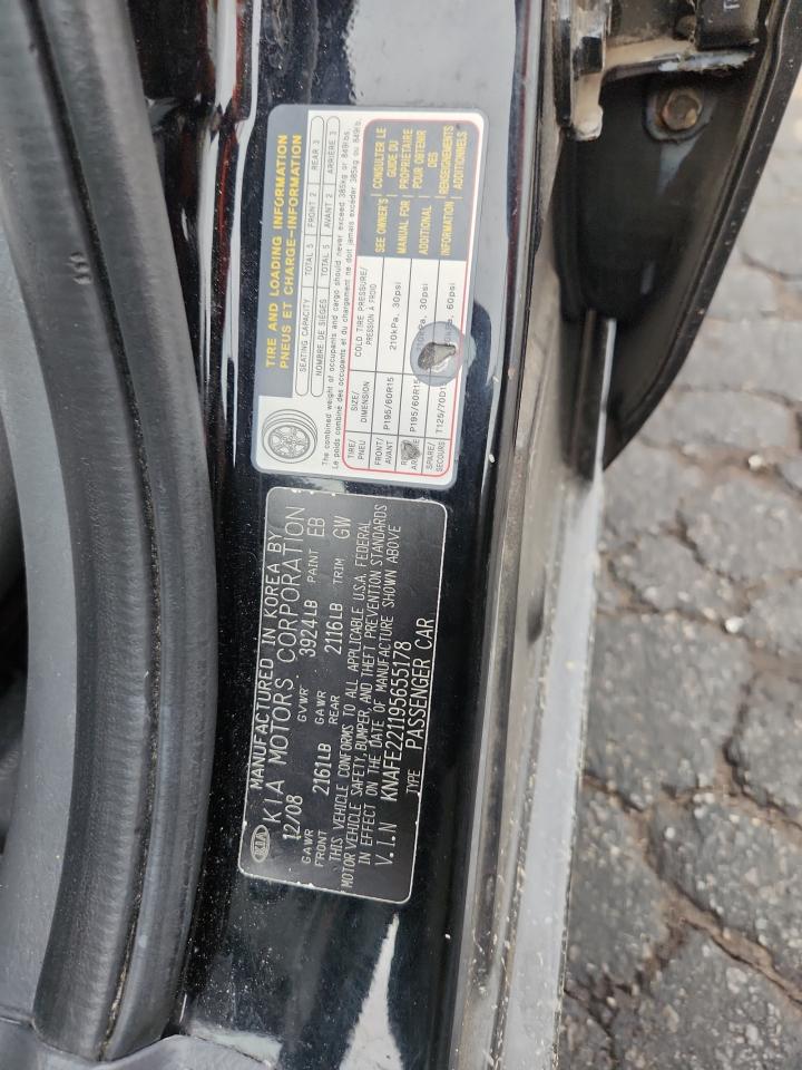 2009 Kia Spectra Ex Black vin: KNAFE221195655178