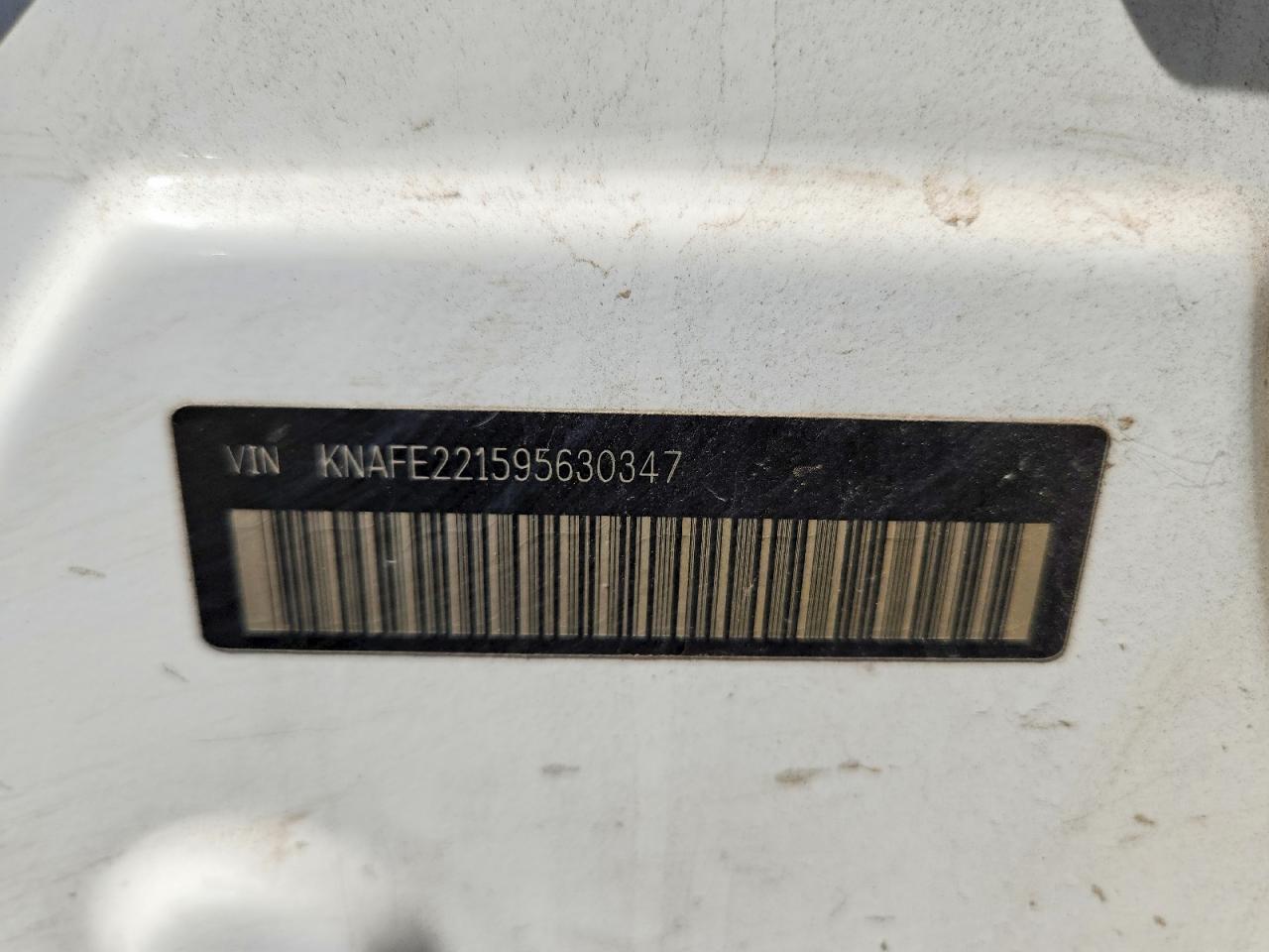 2009 Kia Spectra White vin: KNAFE221595630347