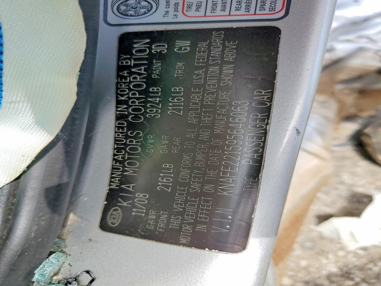 2009 Kia Spectra Lx Silver vin: KNAFE221595646063