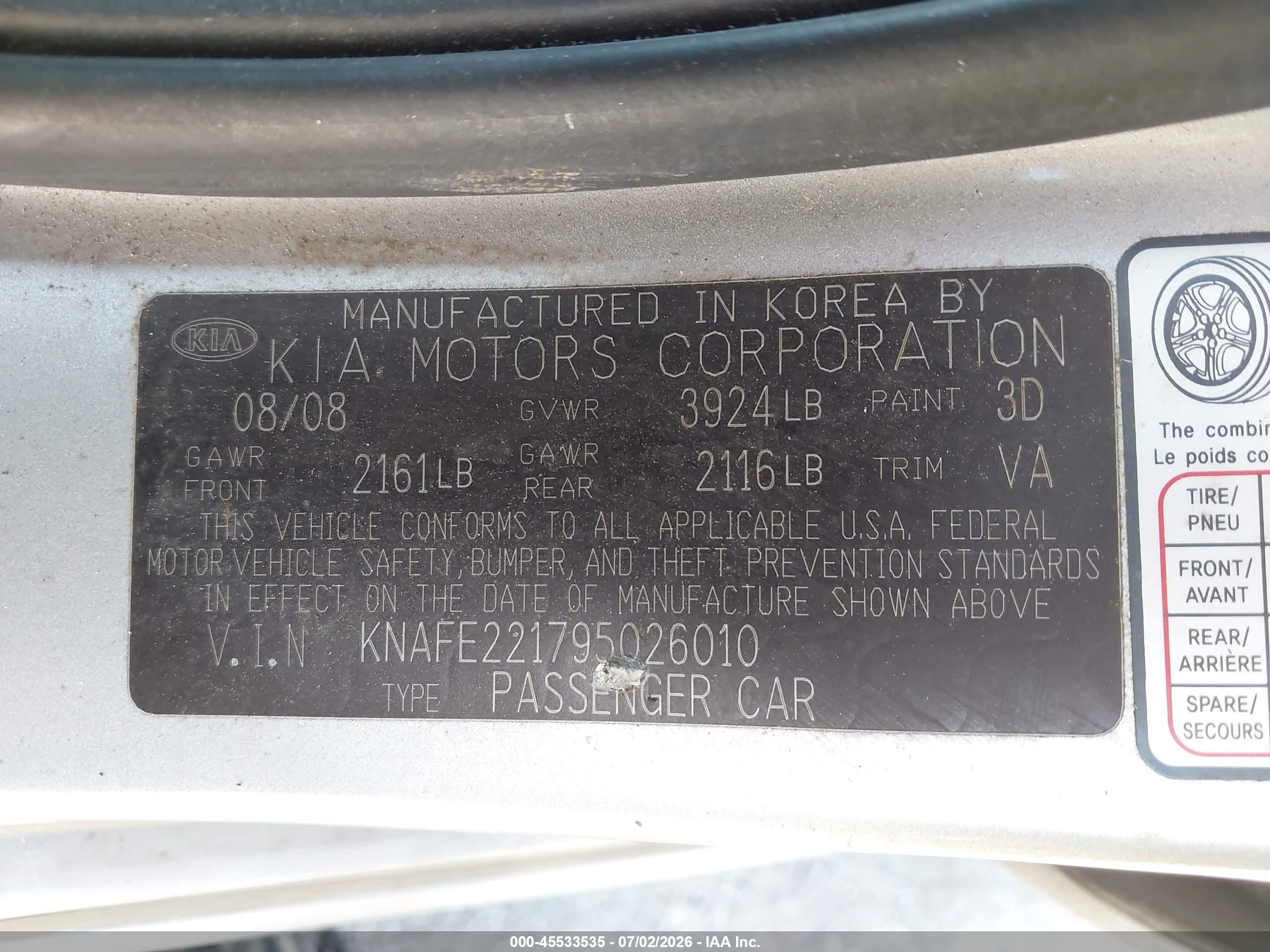 2009 Kia Spectra Sx Silver vin: KNAFE221795026010