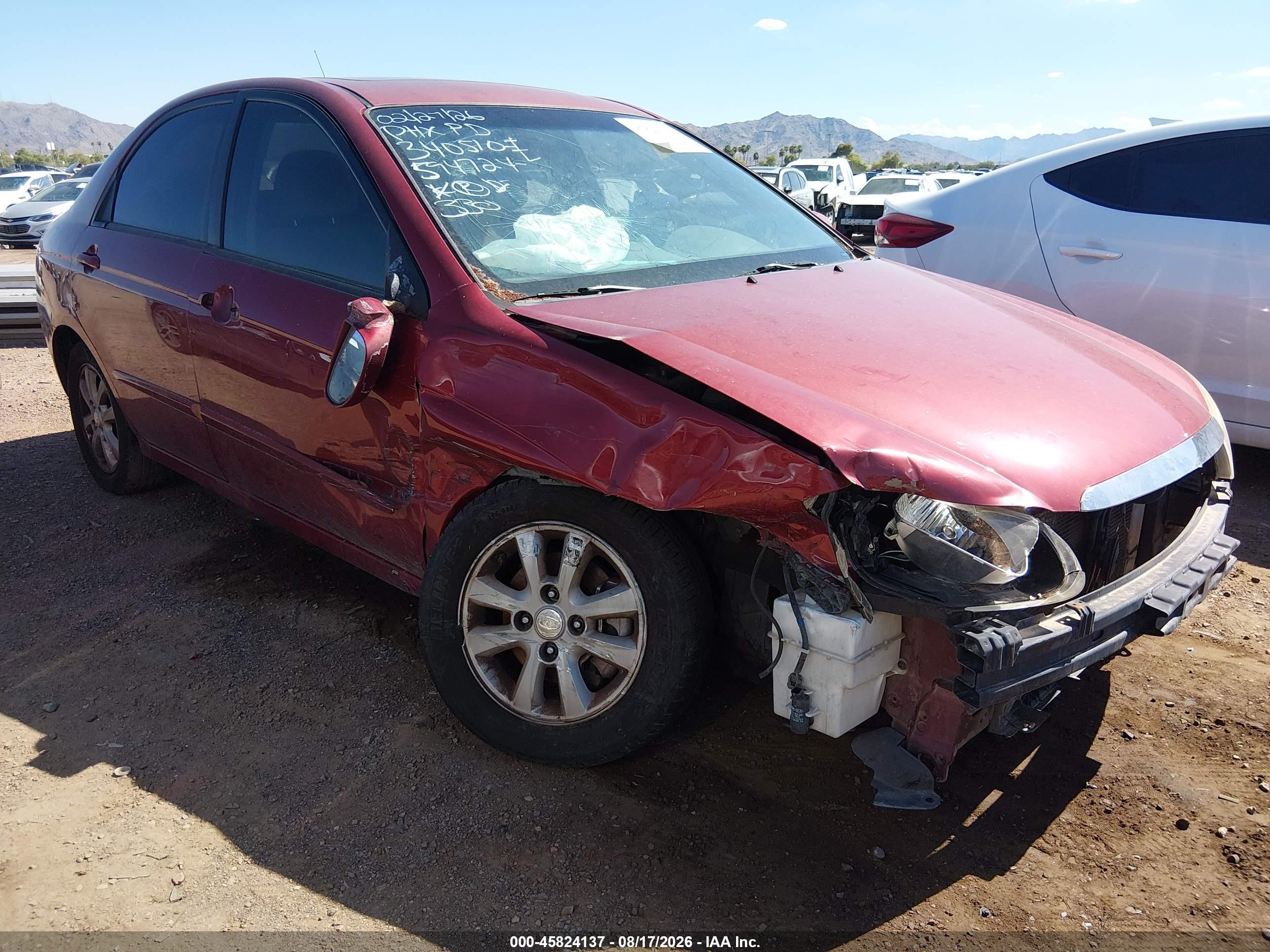 2009 Kia Spectra Ex Burgundy vin: KNAFE222295594724