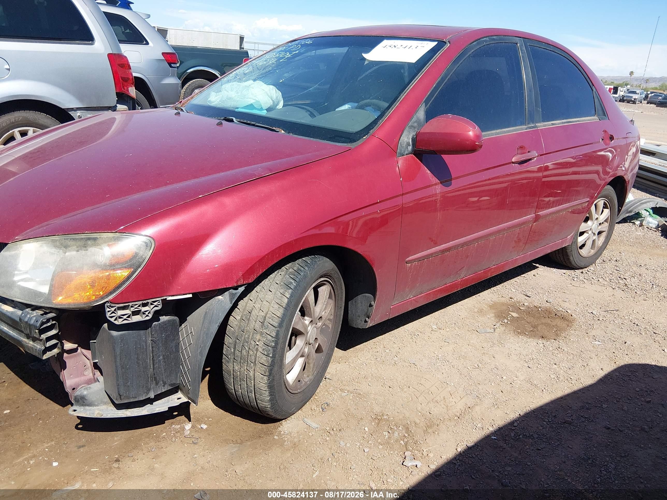 2009 Kia Spectra Ex Burgundy vin: KNAFE222295594724