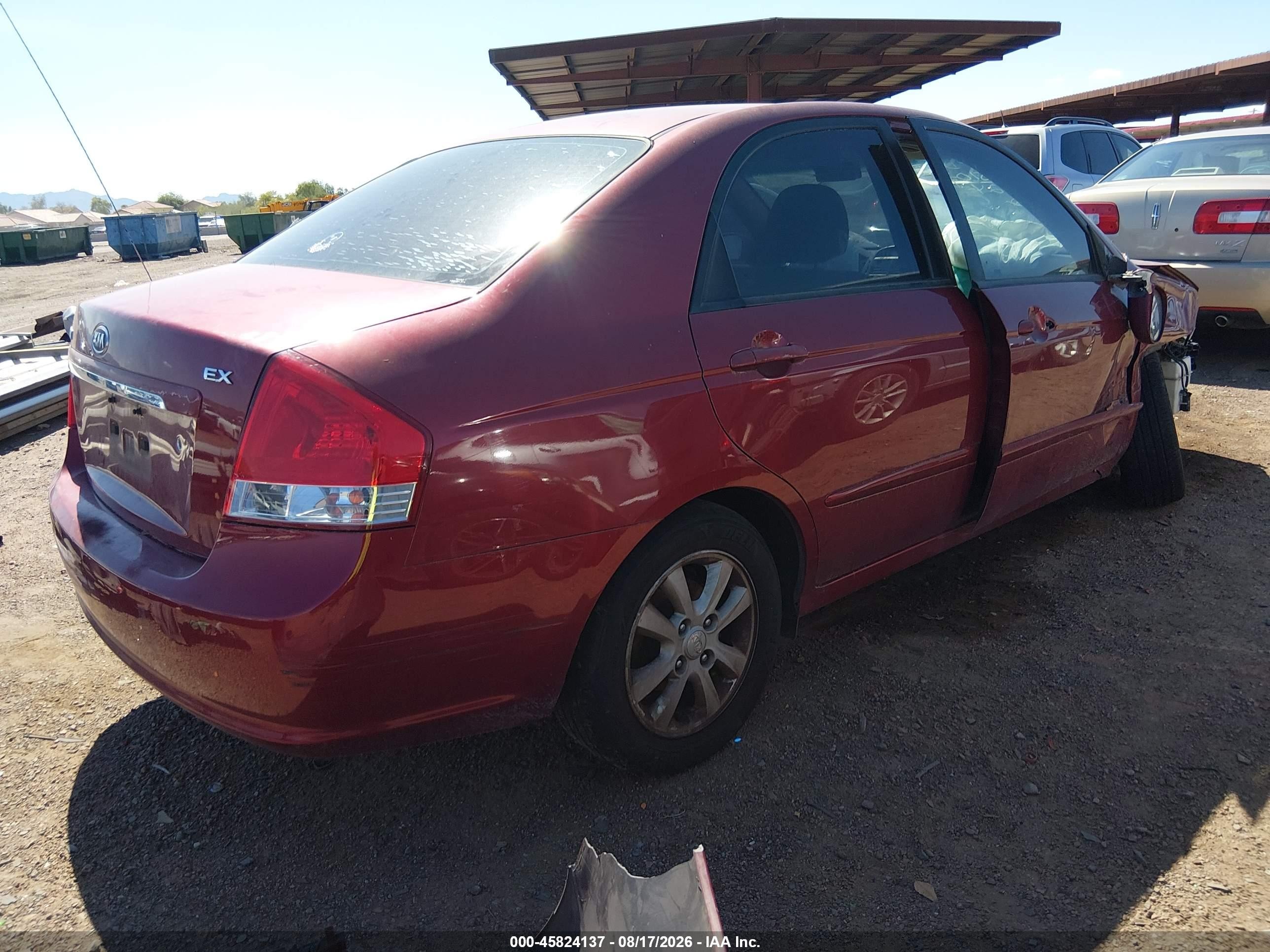 2009 Kia Spectra Ex Burgundy vin: KNAFE222295594724