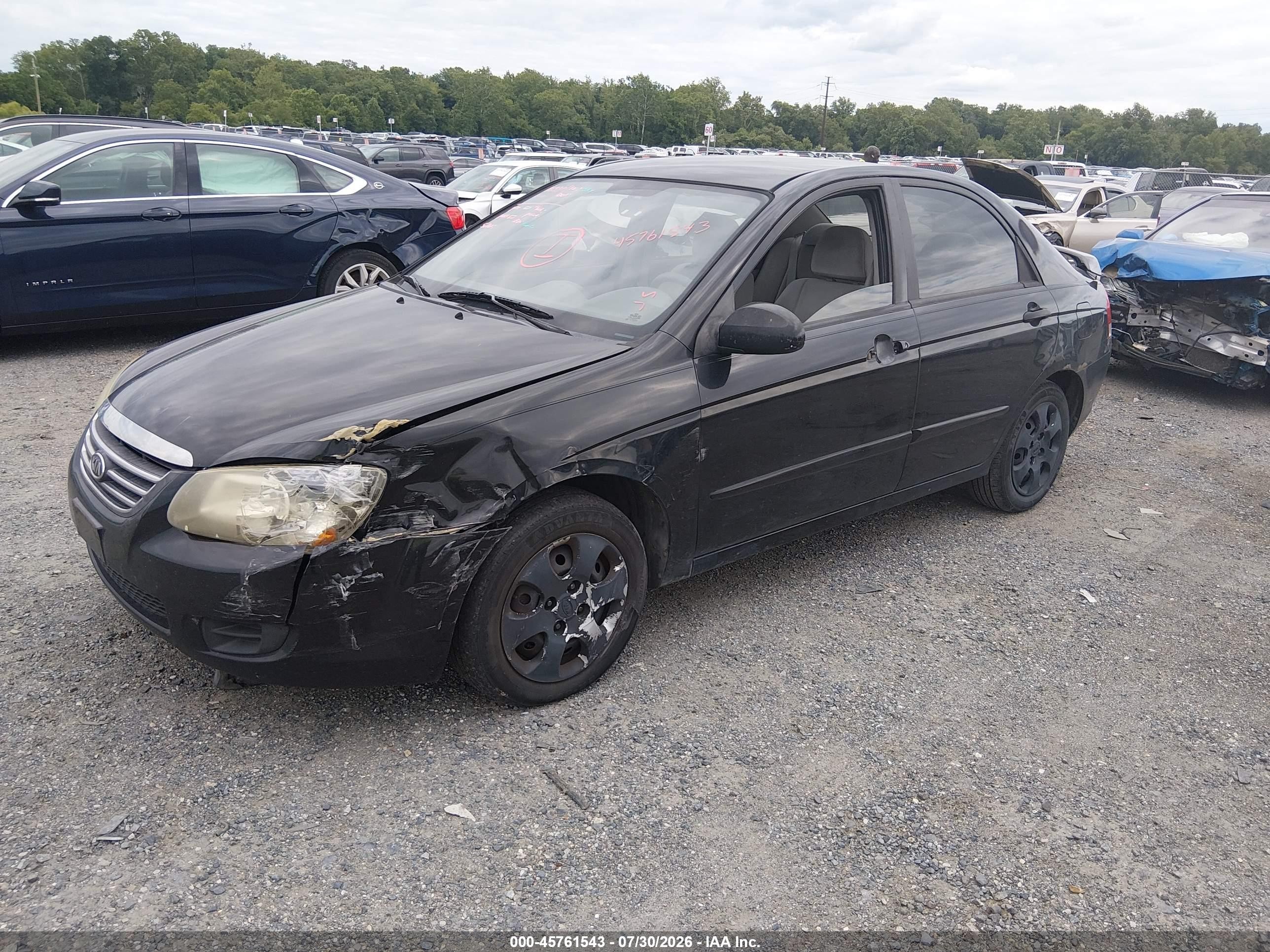 2009 Kia Spectra Lx Черный vin: KNAFE222495601186