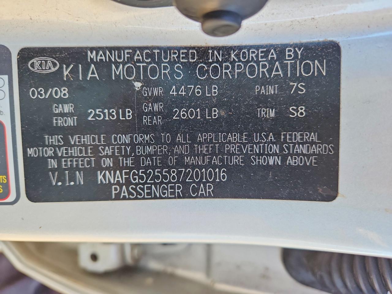 2008 Kia Rondo Lx Silver vin: KNAFG525587201016
