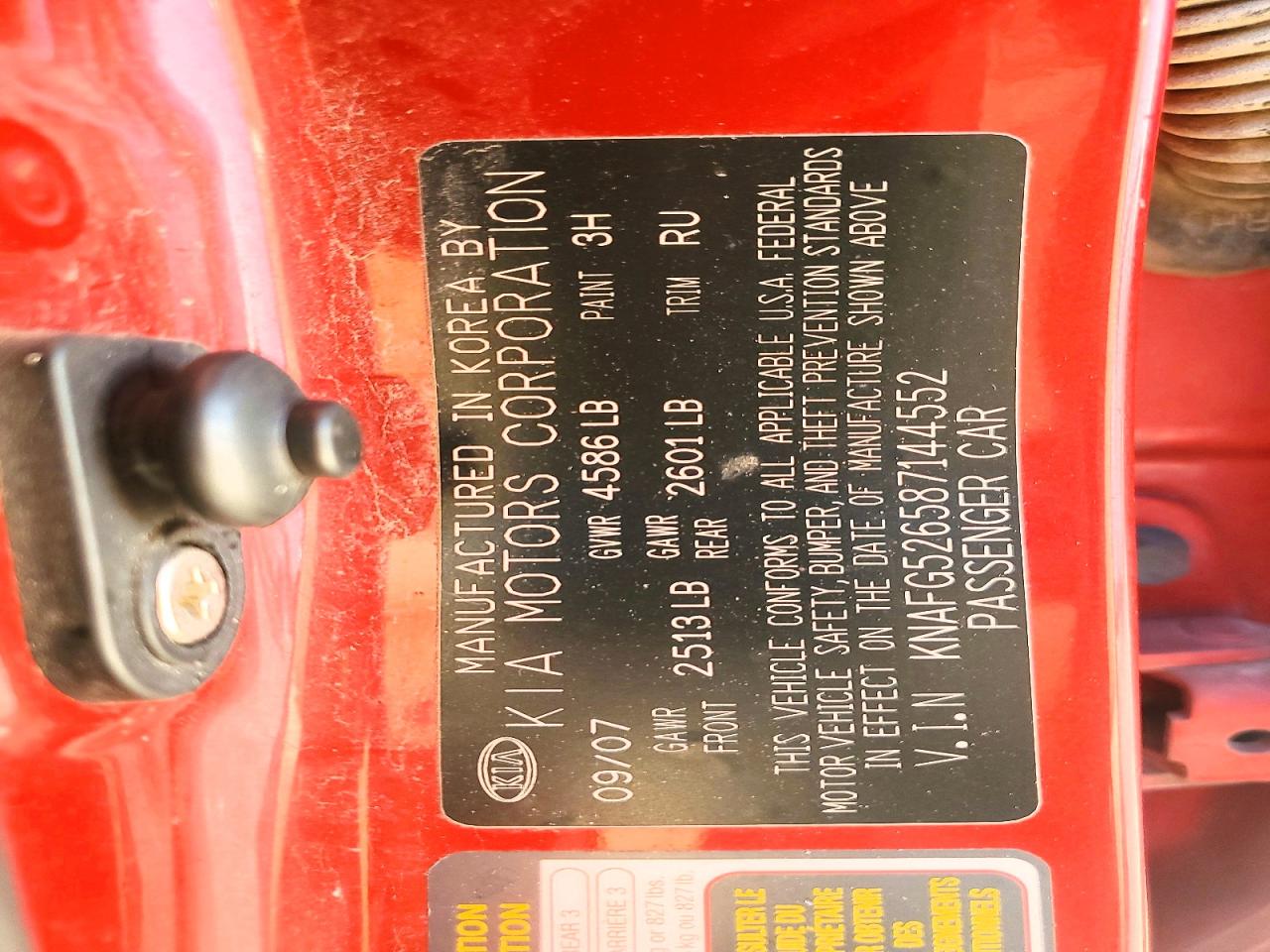 2008 Kia Rondo Lx Red vin: KNAFG526587144552