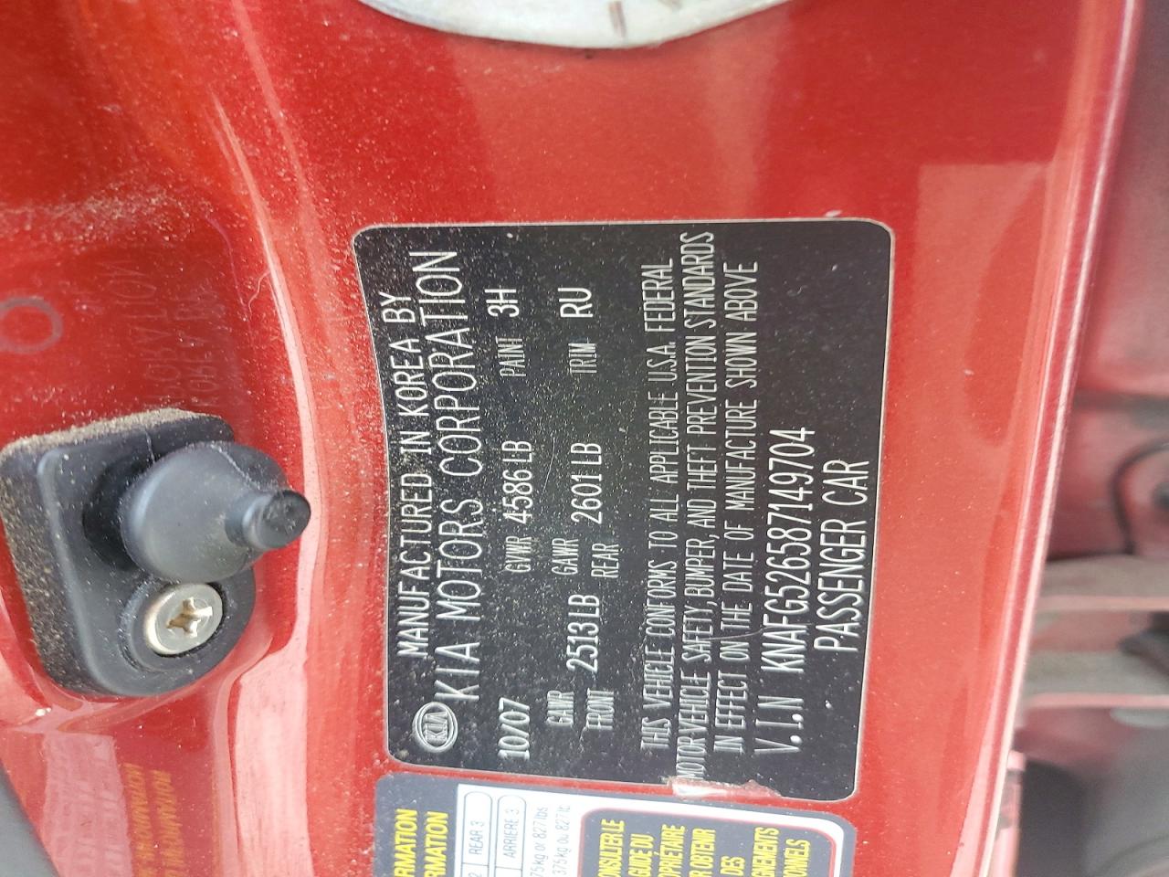 2008 Kia Rondo Lx Red vin: KNAFG526587149704