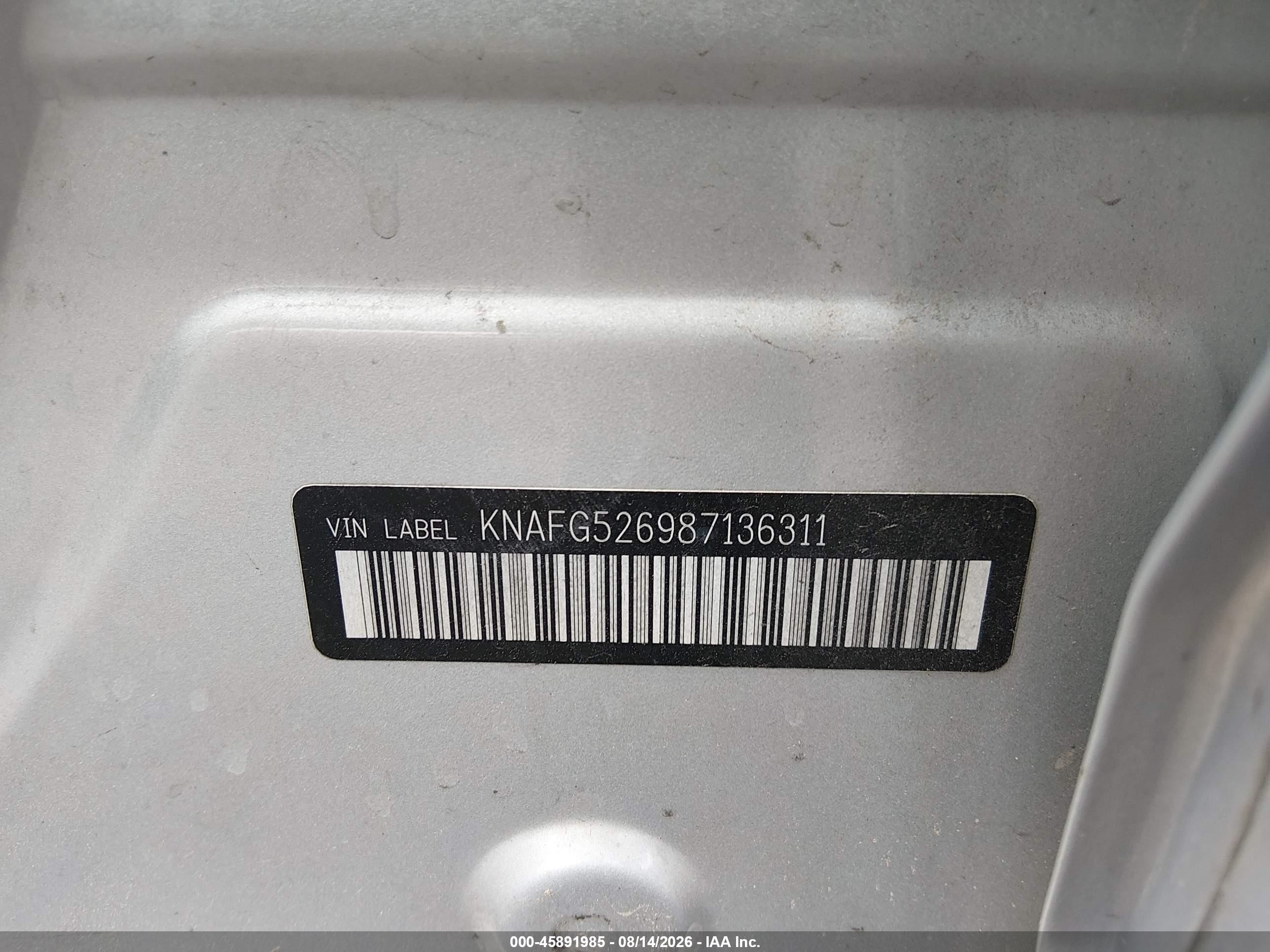 2008 Kia Rondo Lx V6 Серый vin: KNAFG526987136311
