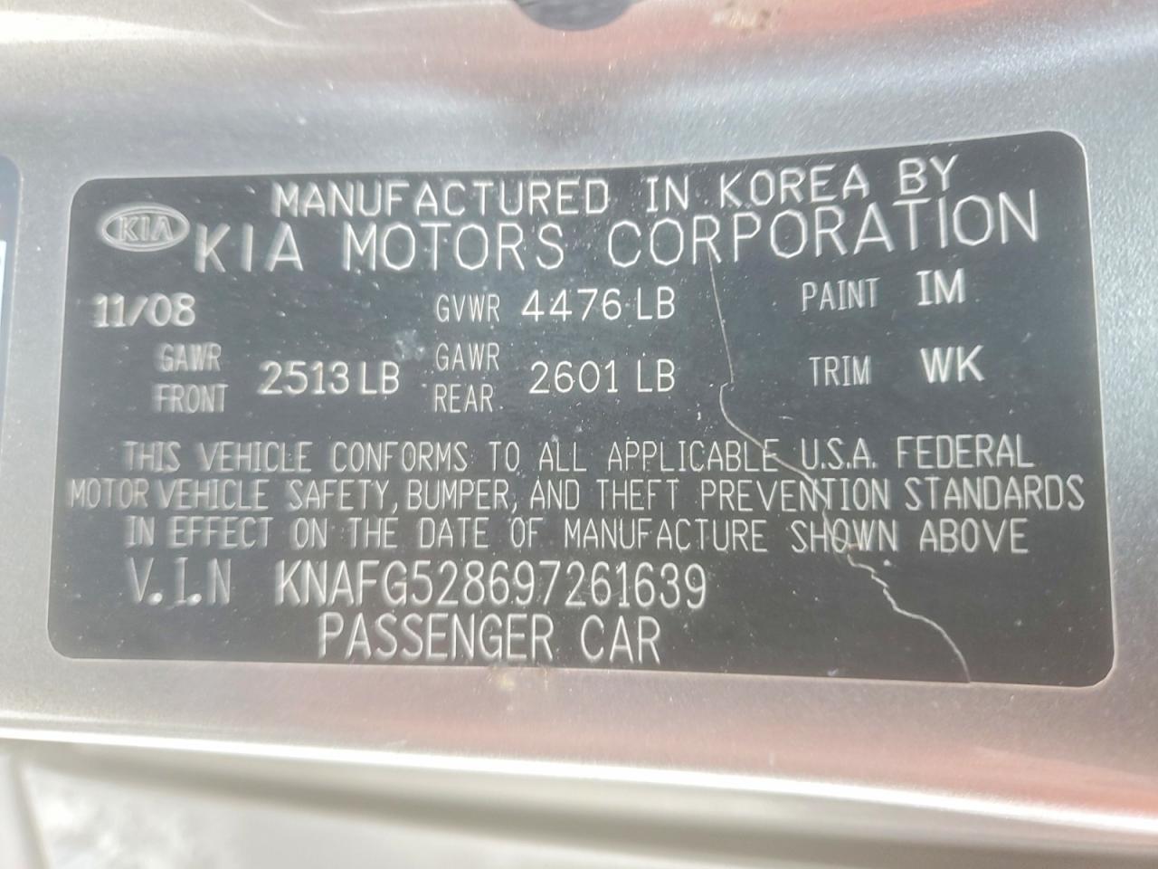2009 Kia Rondo Base Gray vin: KNAFG528697261639