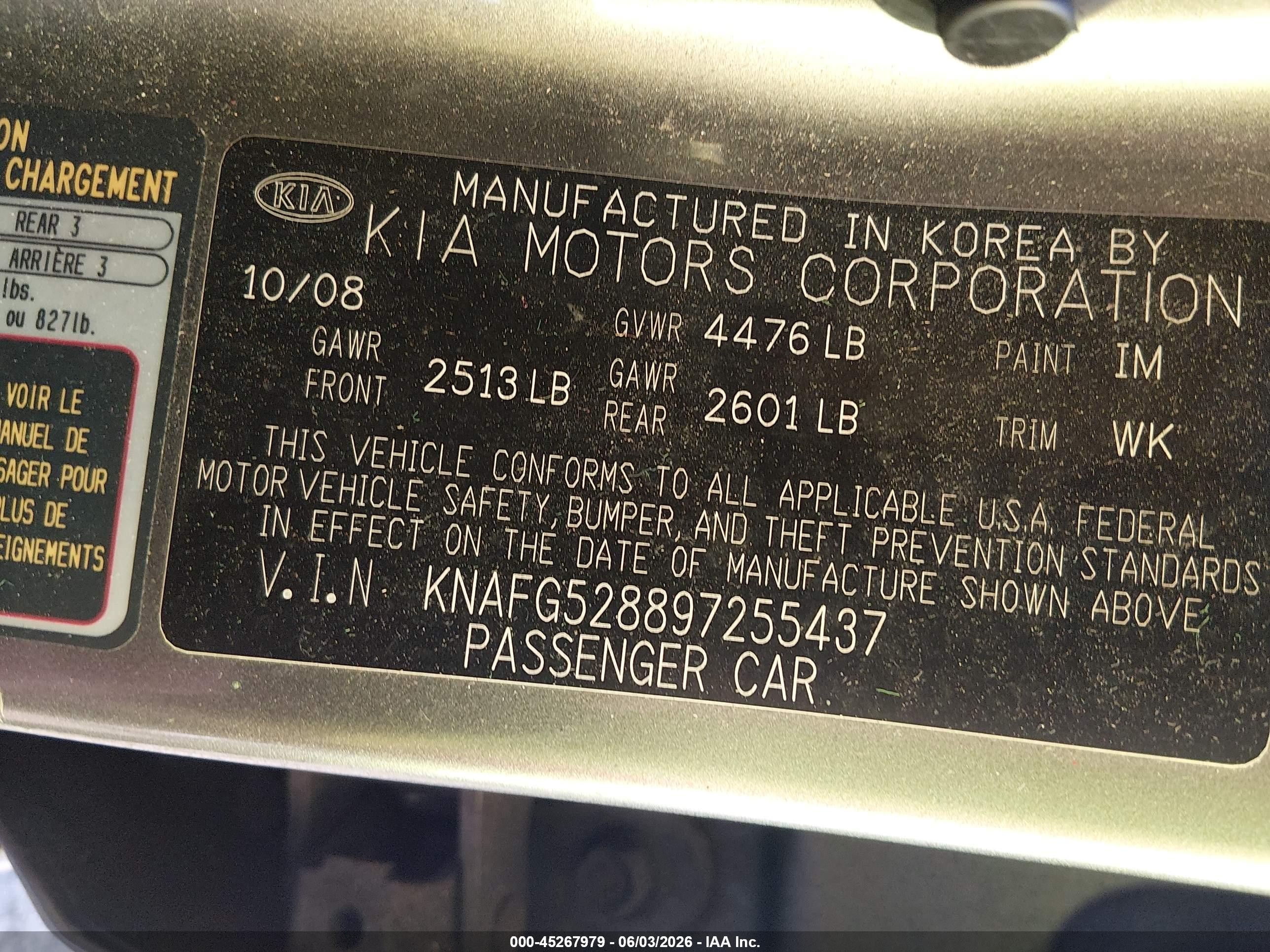 2009 Kia Rondo Lx Gray vin: KNAFG528897255437