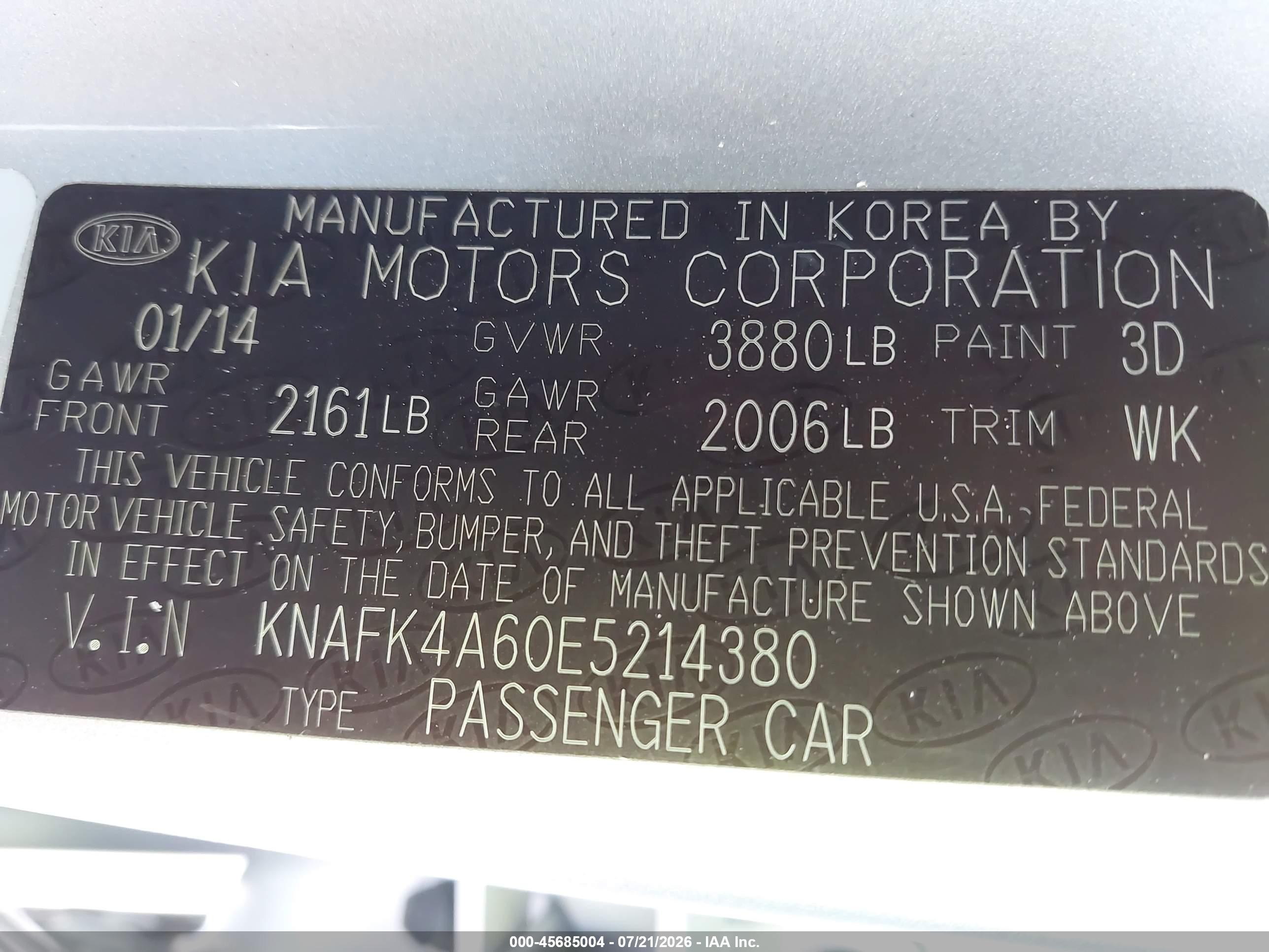 2014 Kia Forte Lx Silver vin: KNAFK4A60E5214380