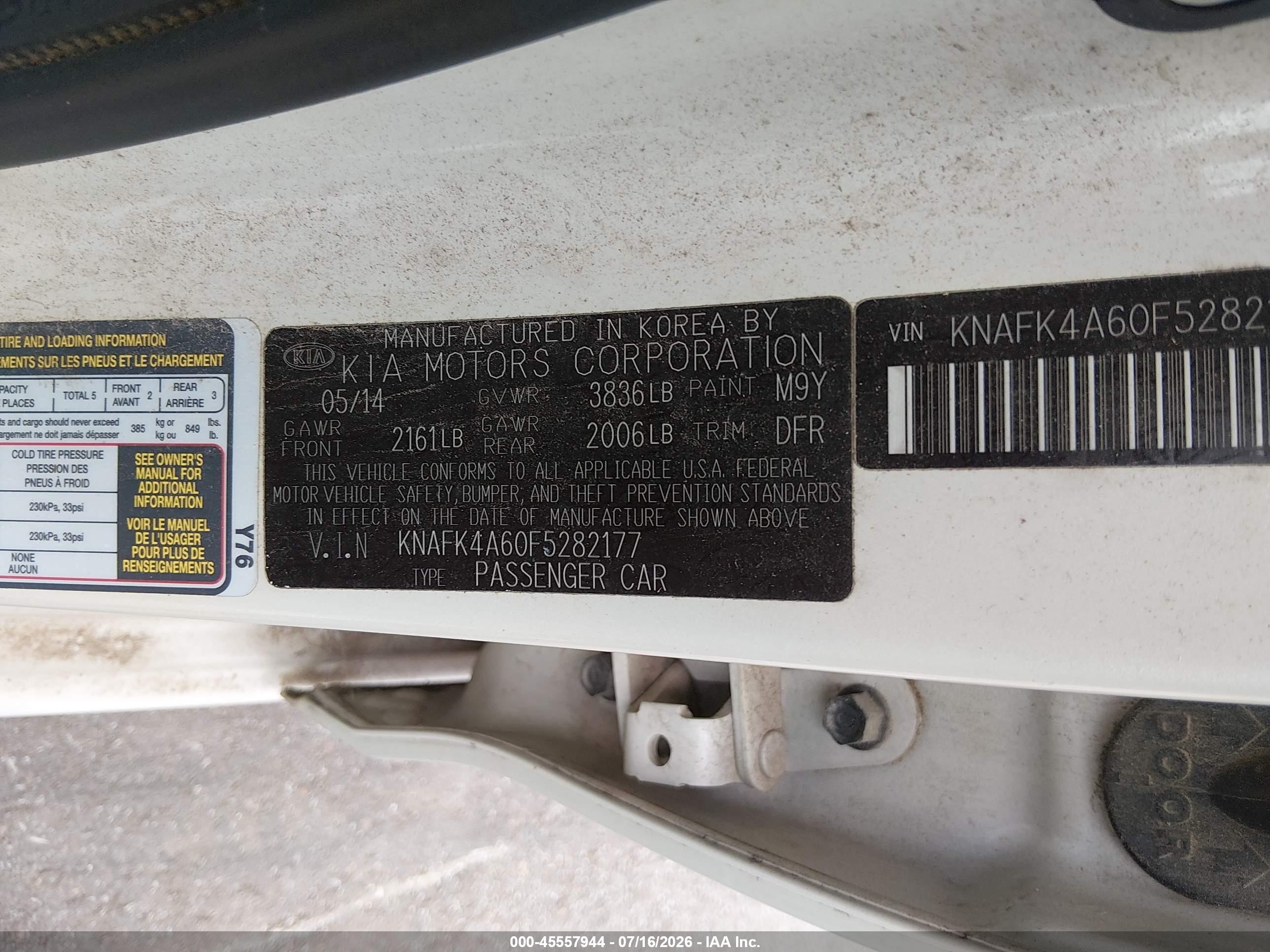 2015 Kia Forte Lx Cream vin: KNAFK4A60F5282177