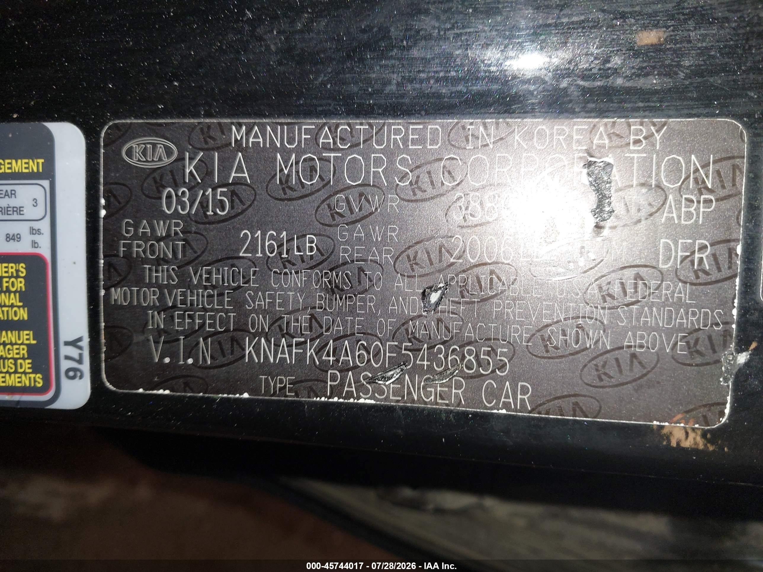 2015 Kia Forte Lx Black vin: KNAFK4A60F5436855